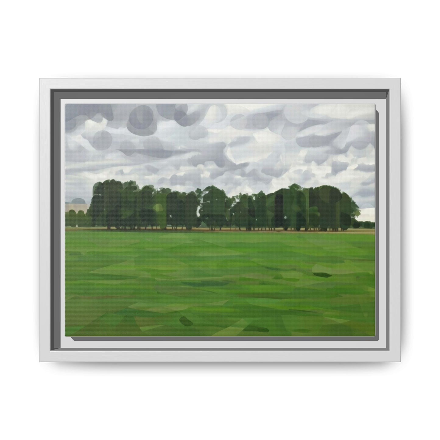 Framed Matte Canvas Print — Minimalist Green Landscape Art