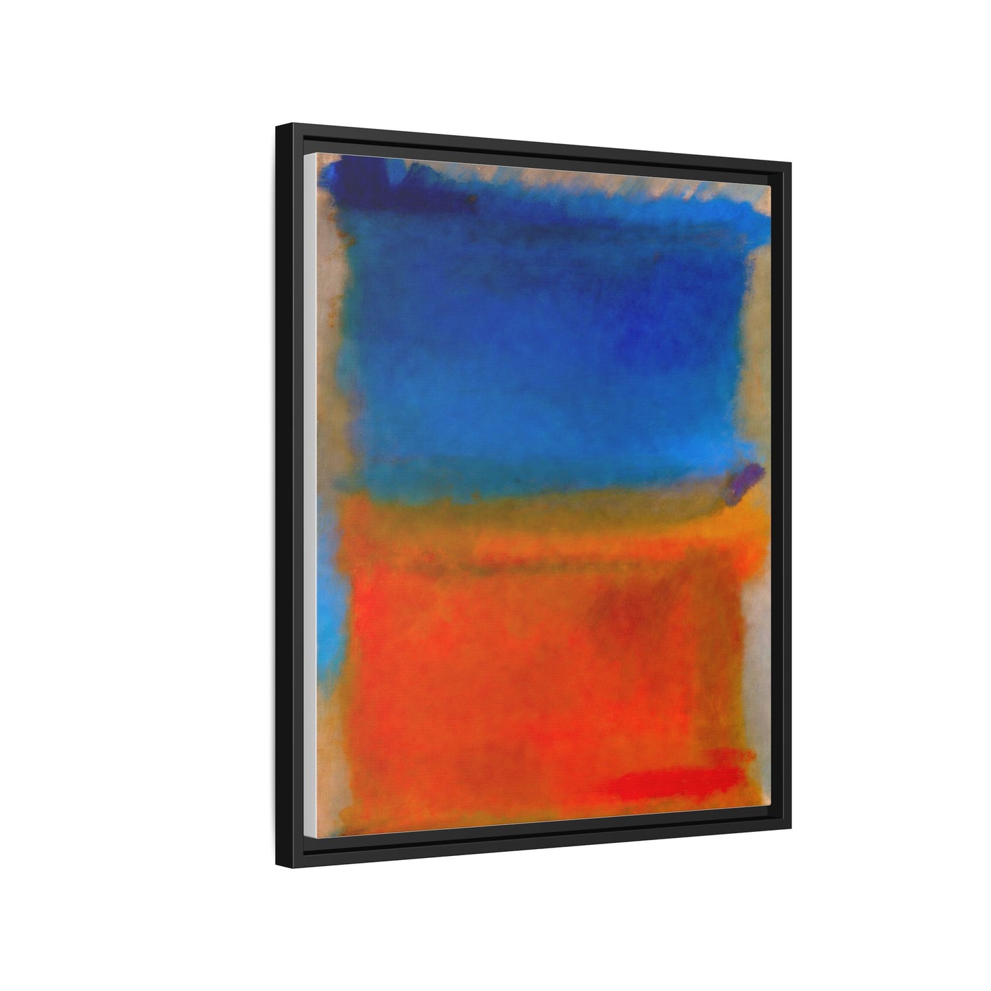 Abstract Color Block Matte Canvas Framed Wall Art — Blue & Orange Modern Painting