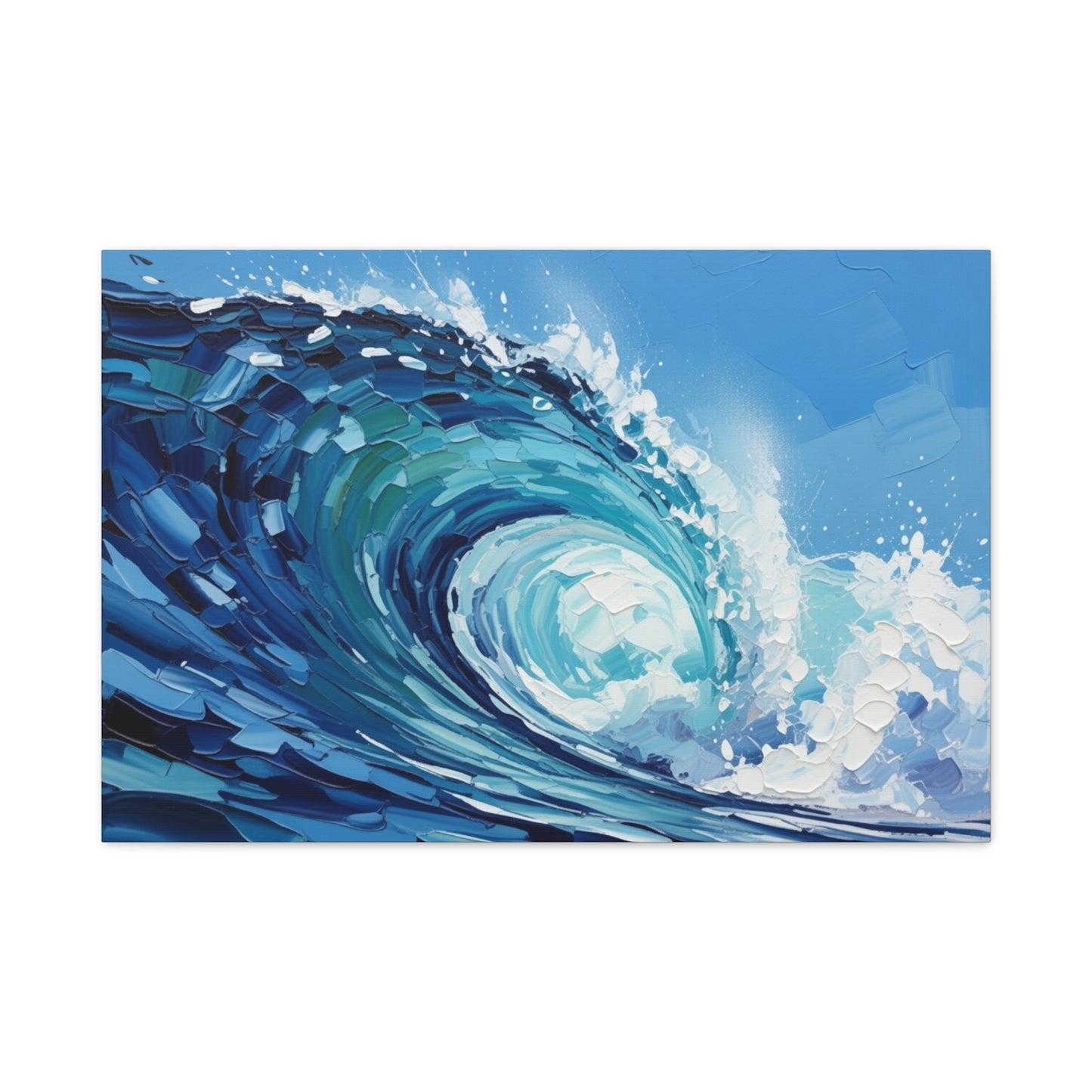 Ocean Wave Matte Canvas Wall Art — Blue Surf Wave Painting, Stretched 1.25"