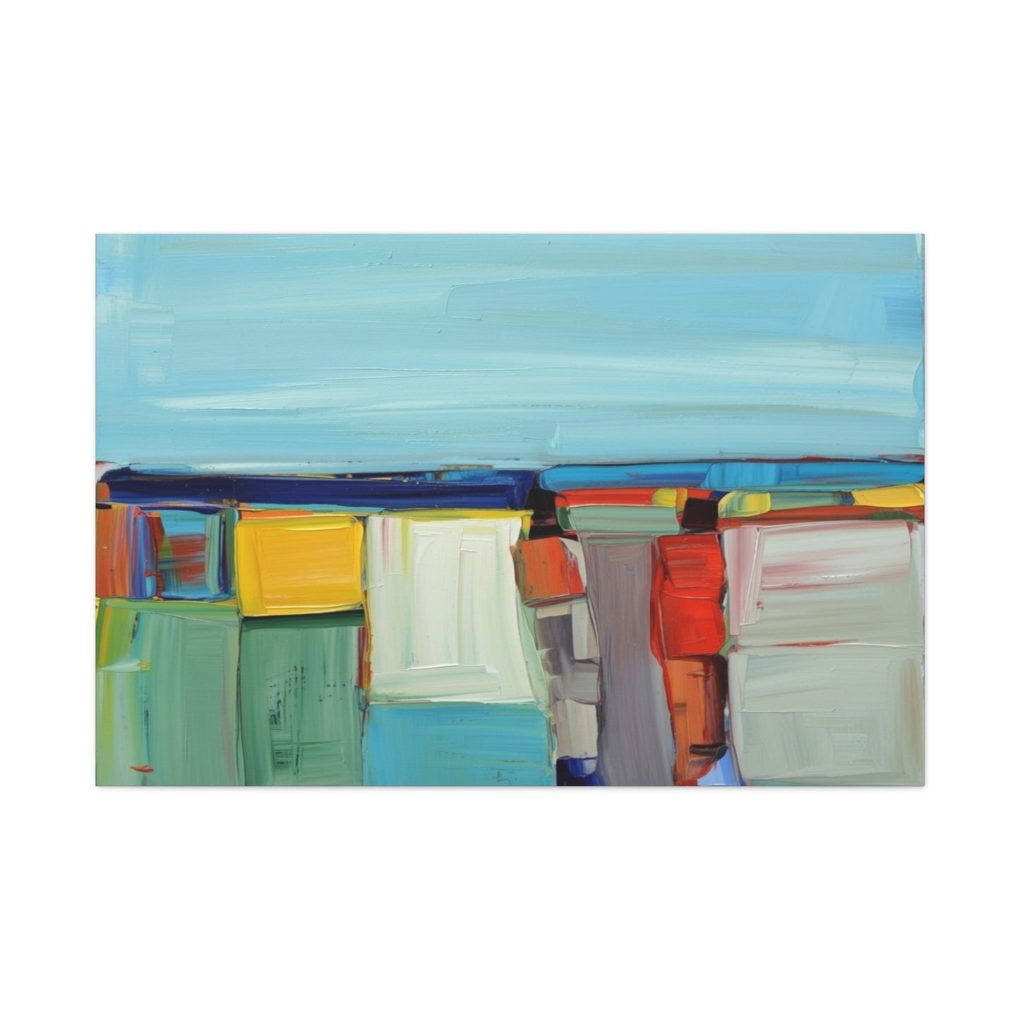 Abstract Coastal Landscape Canvas Print — Colorful Modern Seascape Wall Art