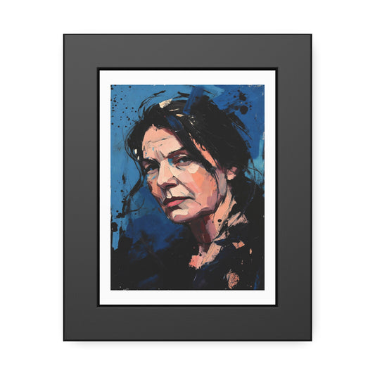 Framed Women in Blue Paper Posters