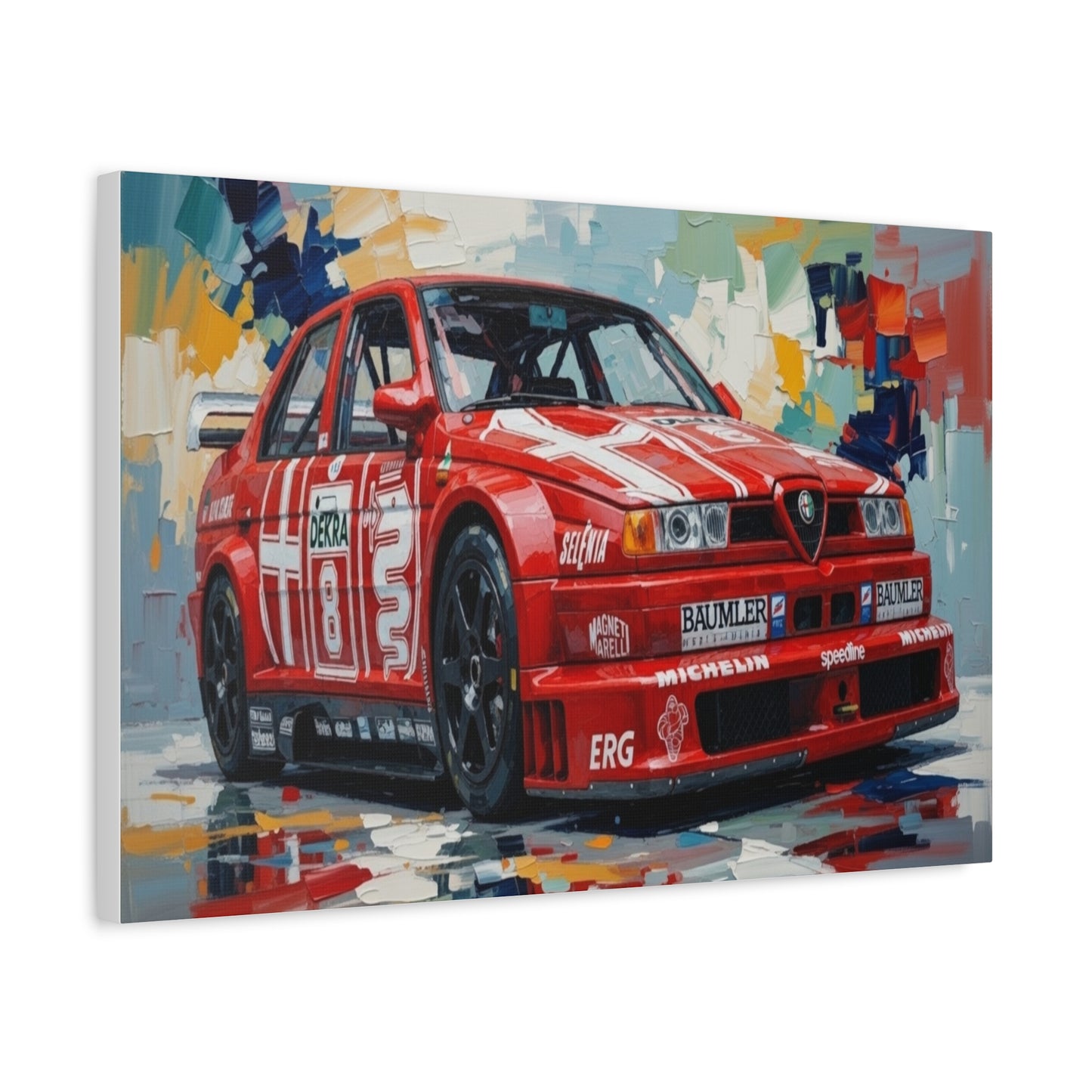 Racing Alfa Romeo Canvas Print — Red Race Car Stretched Wall Art