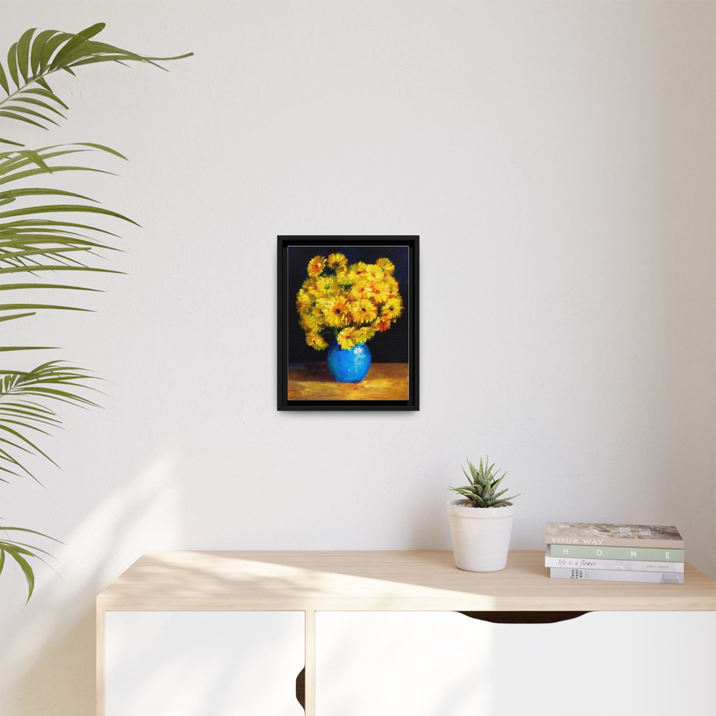 Yellow Daisy Bouquet Matte Canvas Framed Wall Art