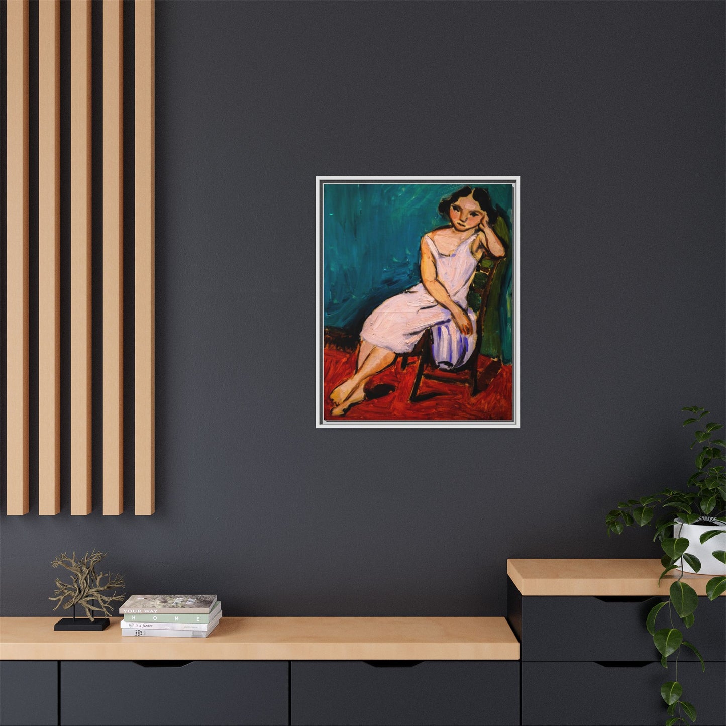 Jeune Fille assise by Henri Matisse Framed Matte Canvas Wall Art