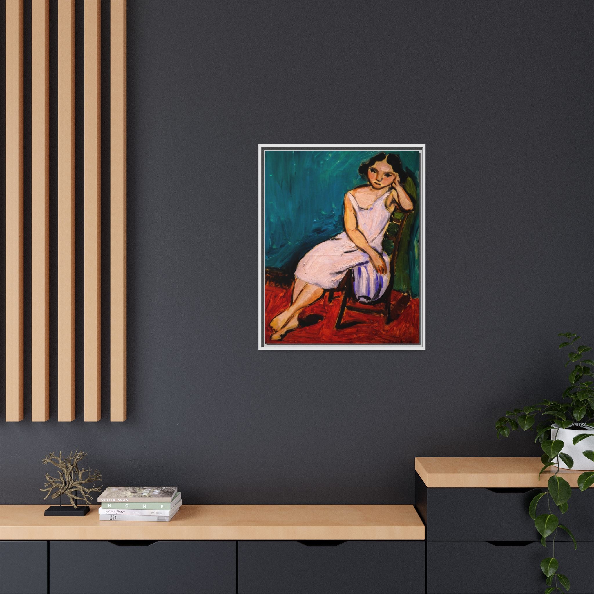 Jeune Fille assise by Henri Matisse Framed Matte Canvas Wall Art