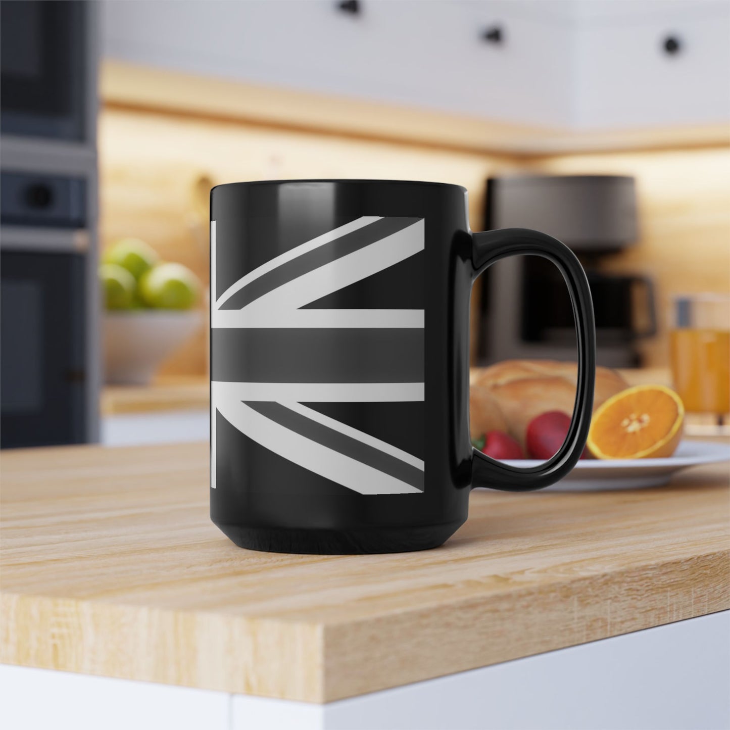 Black Union Jack Mug – Monochrome British Flag Coffee Cup (11oz & 15oz)
