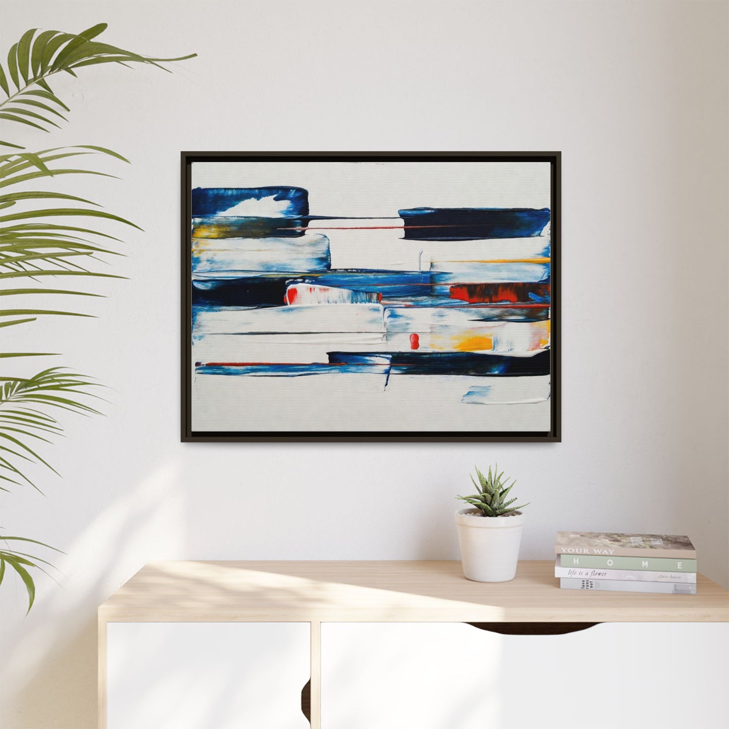 Abstract Coastal Brushstrokes Framed Canvas Print
