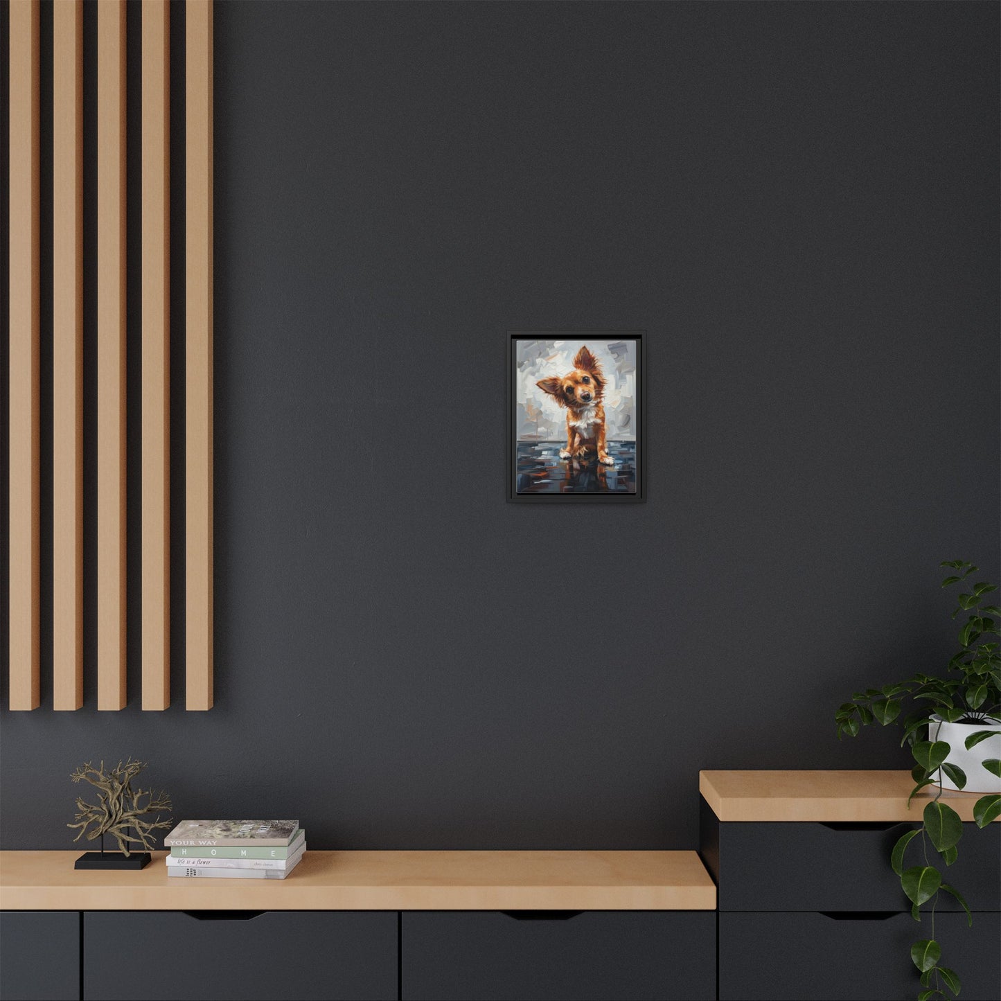 Framed Matte Canvas Print — Playful Brown Dog Portrait