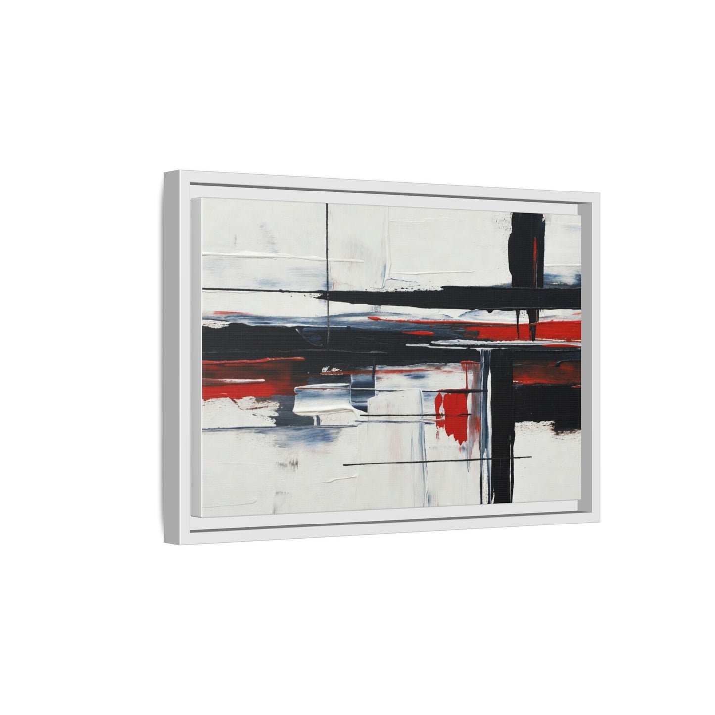 Abstract Red & Black Framed Canvas Art — Modern Matte Wall Painting