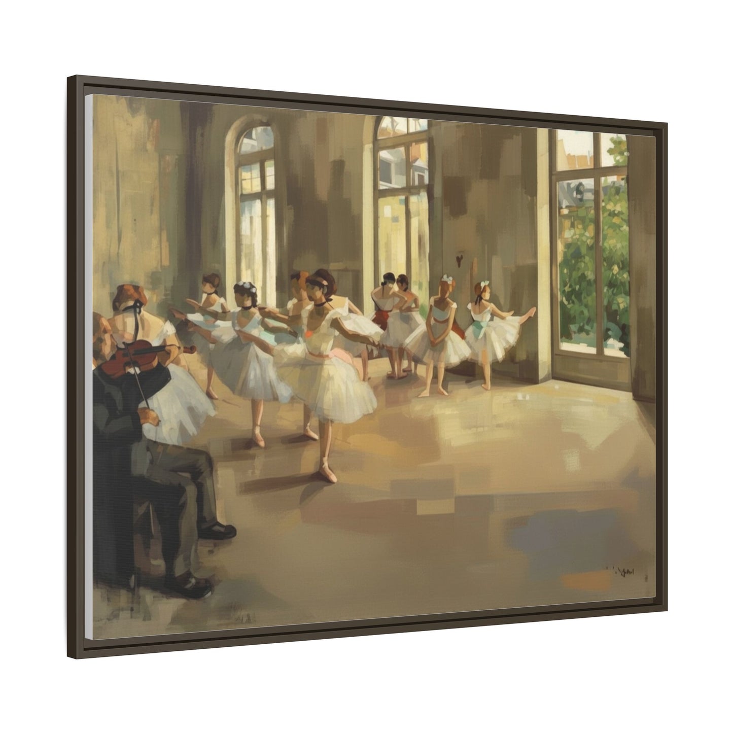 Framed Matte Canvas Print — Ballet Class Scene (Impressionist Dancers)