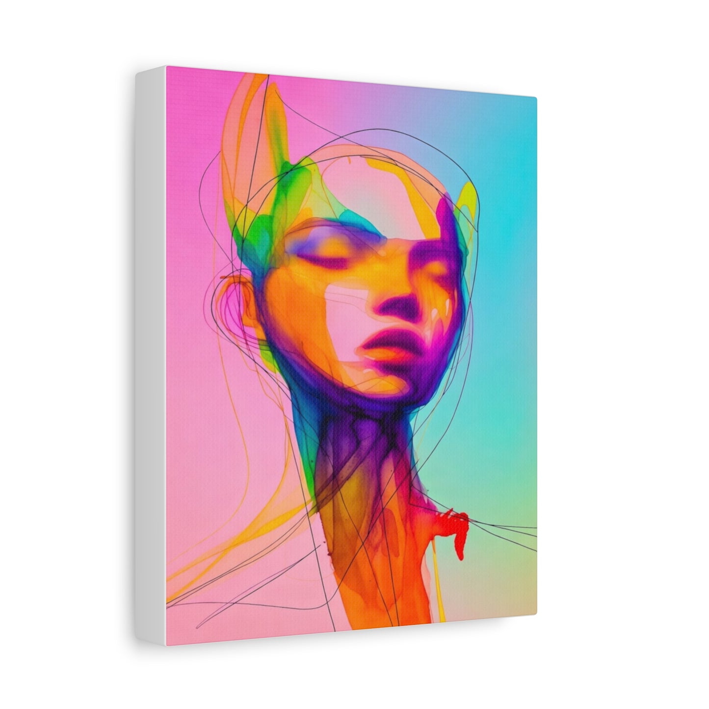 Abstract Neon Portrait Matte Canvas Wall Art