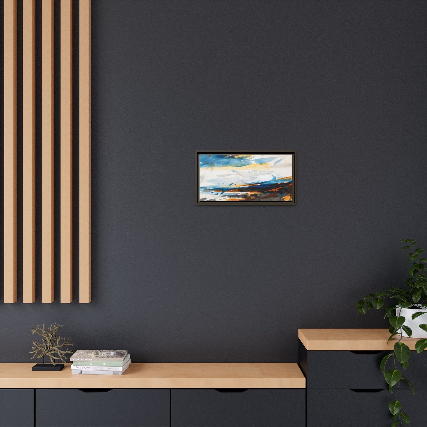 Abstract Coastal Waves Matte Canvas Framed Wall Art