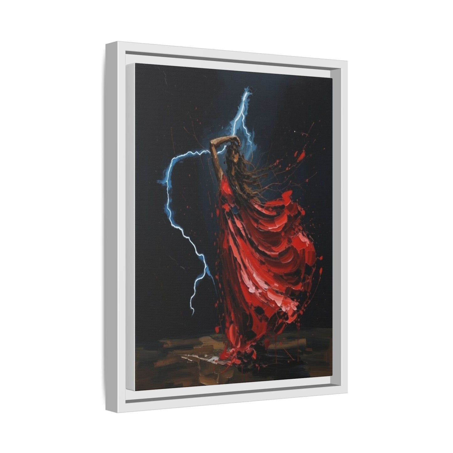 Framed Matte Canvas Print — Red Dancer Lightning Art