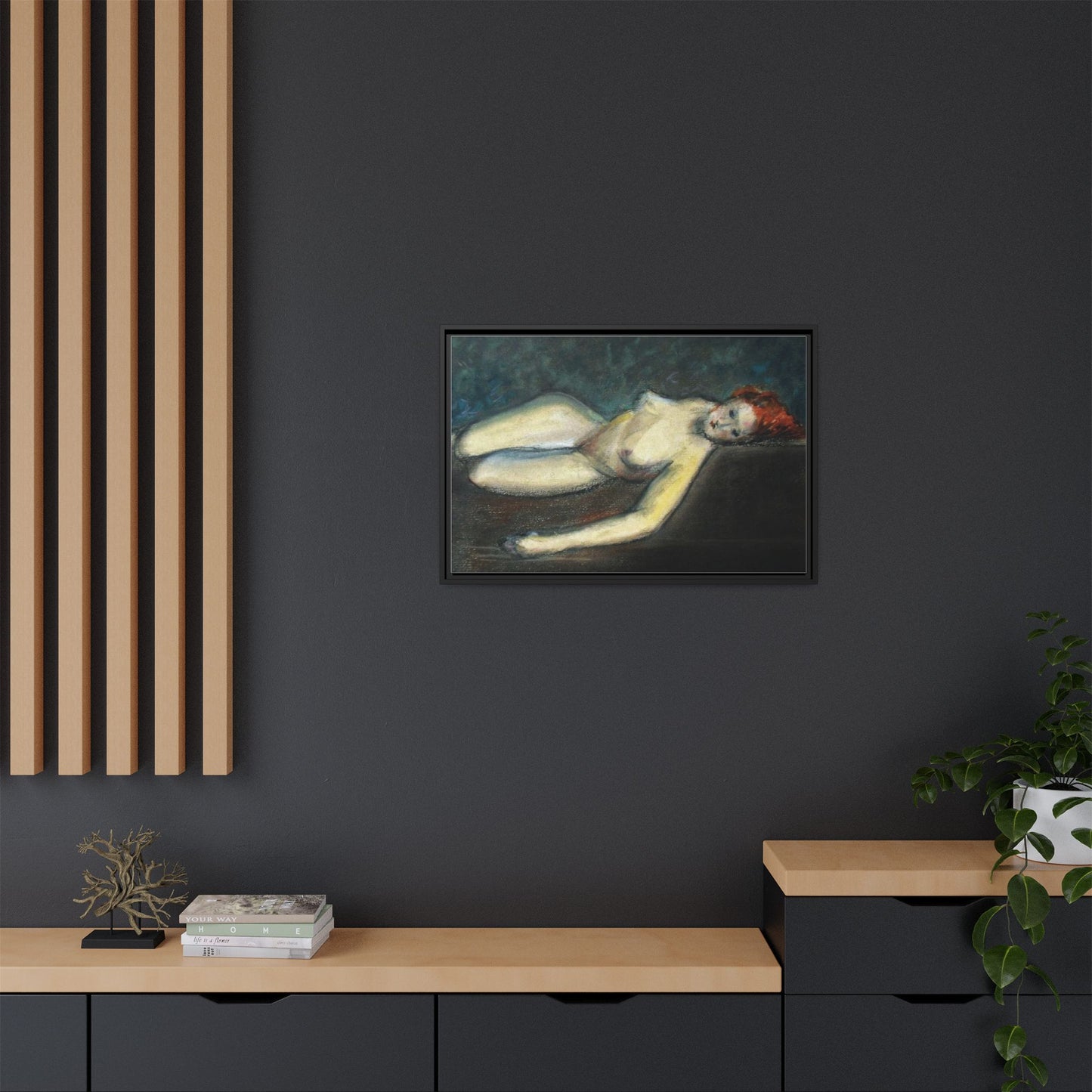 Lying nude by Paul Gosselin Framed Matte Canvas Wall Art Print