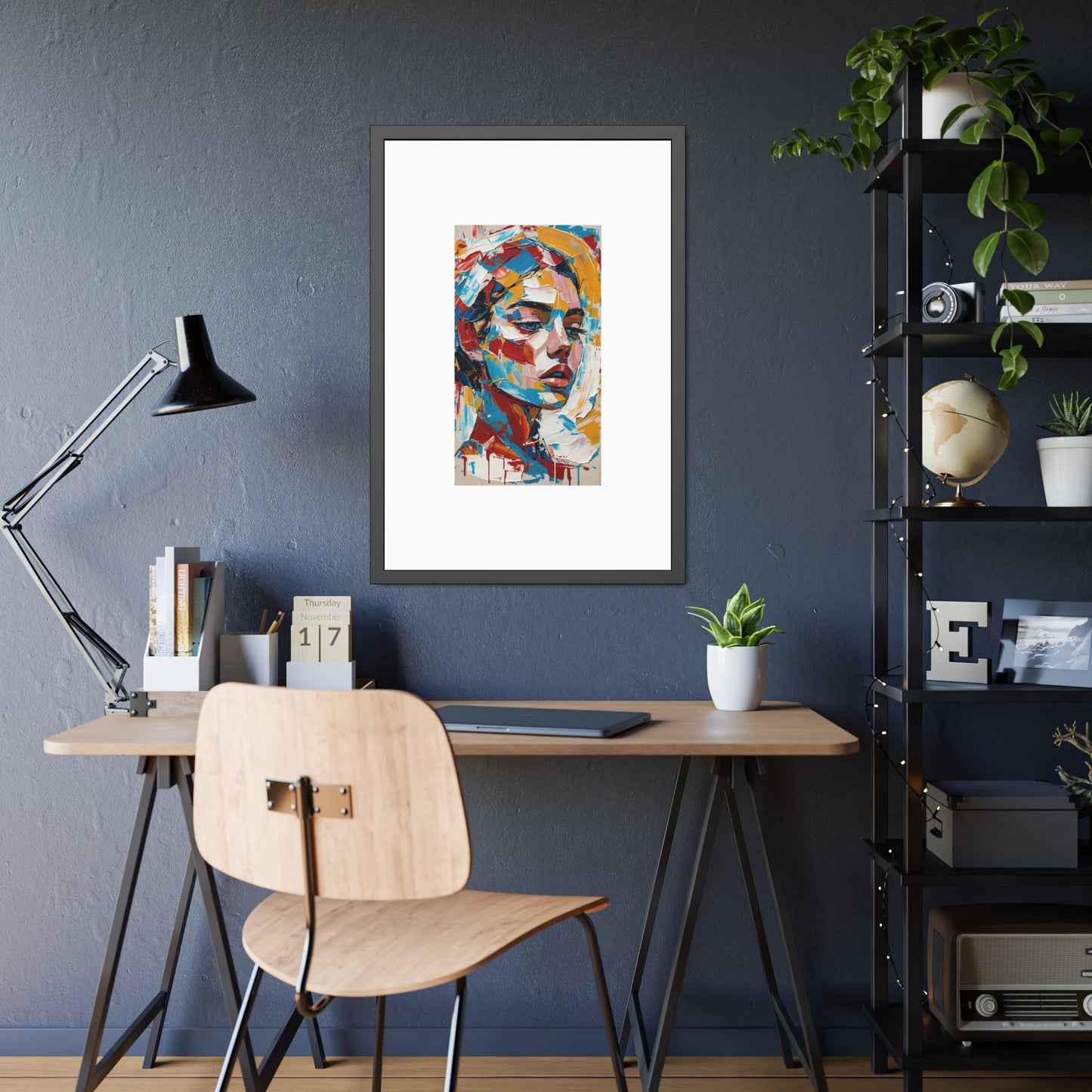 Abstract Colorful Portrait Framed Paper Poster – Modern Art Print for Home & Office