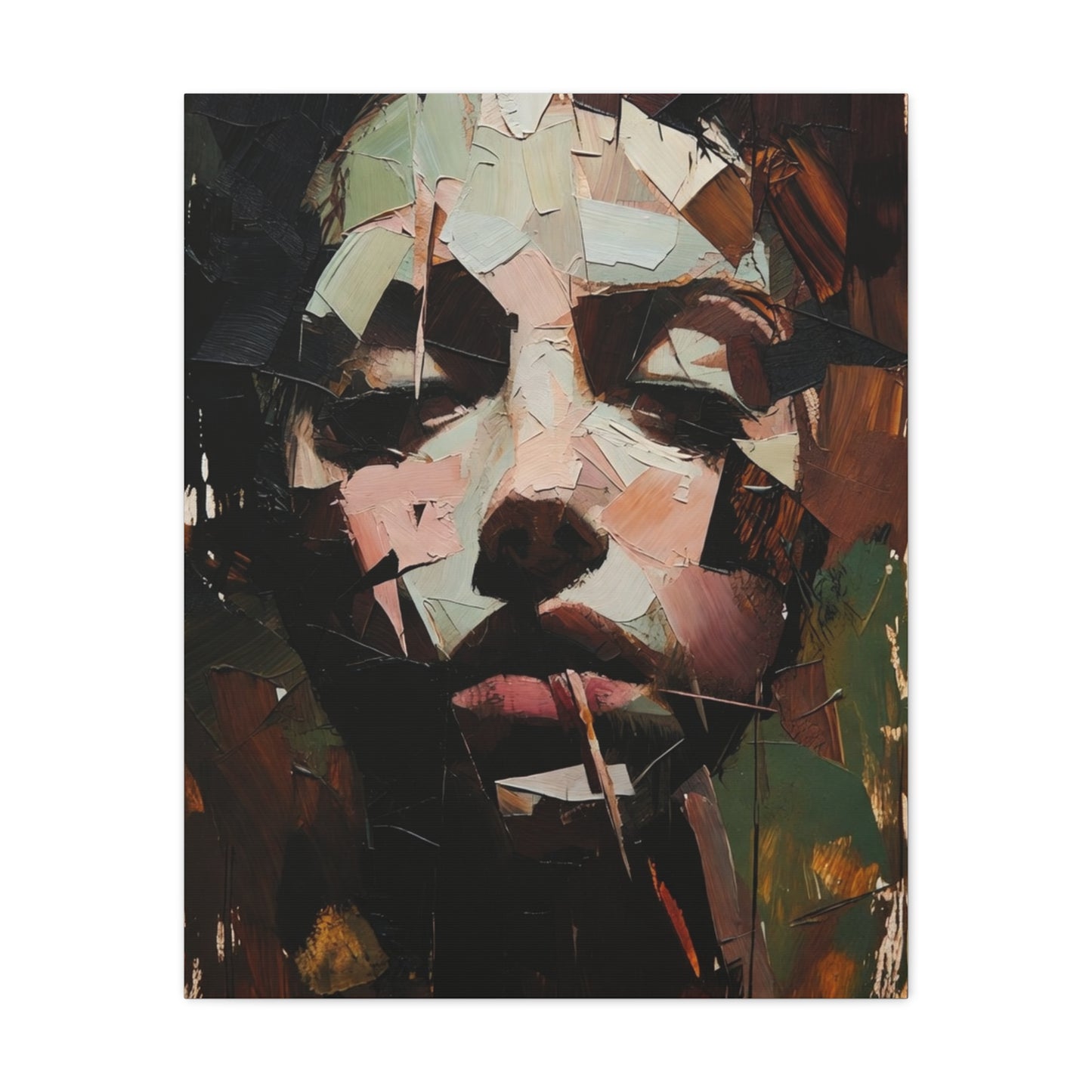Abstract Portrait Matte Stretched Canvas (1.25") — Contemporary Textured Face Art