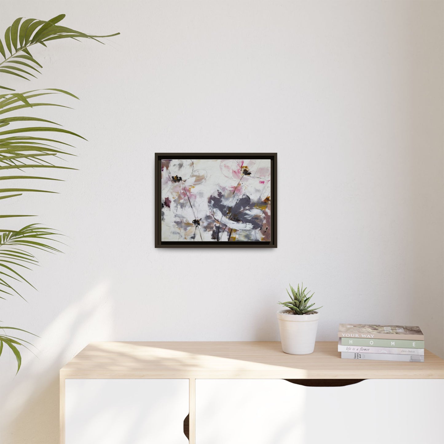 Abstract Floral Matte Canvas Framed Wall Art — Soft Watercolor Blooms