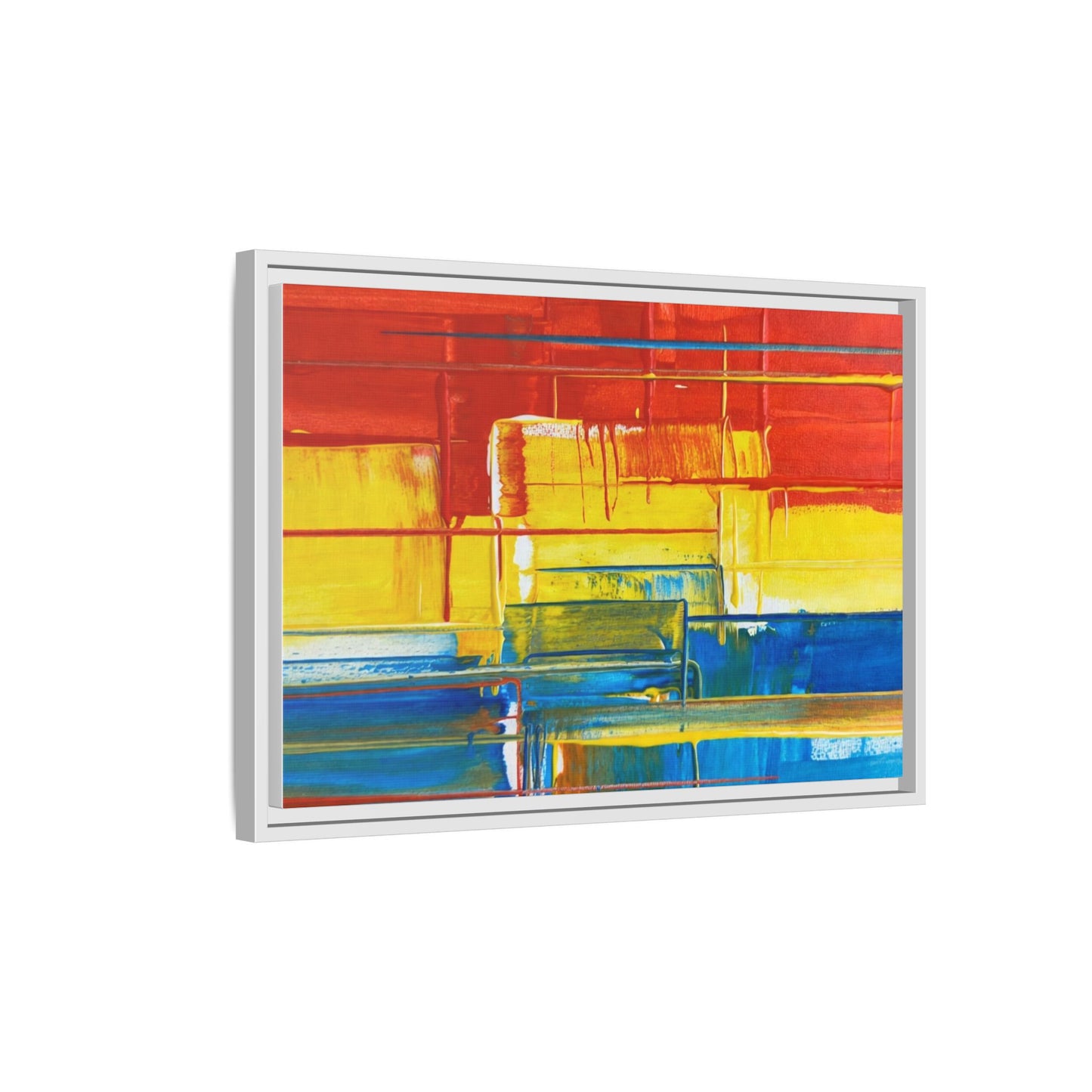 Abstract Multi-Color Framed Canvas Art — Modern Geometric Wall Decor