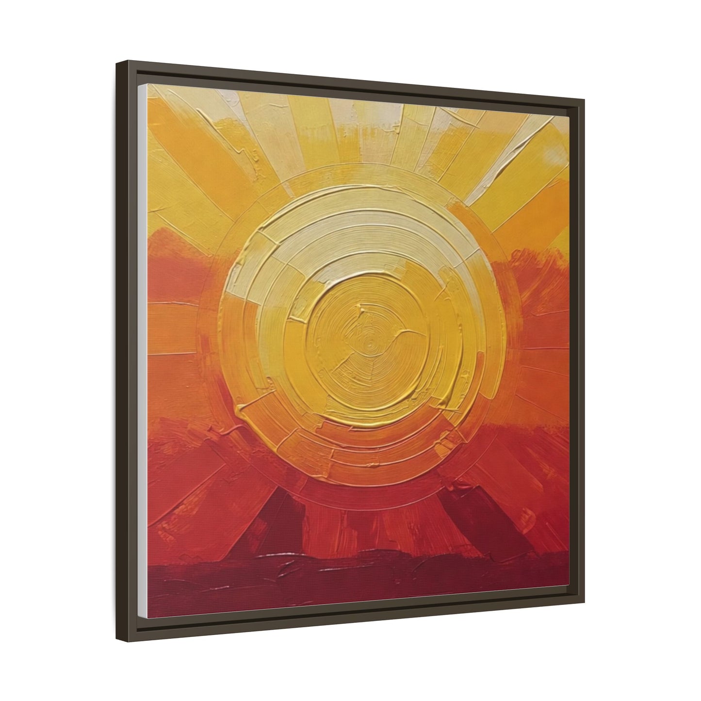 Sunburst Abstract Framed Canvas Art — Matte Multi‑Color Wall Print