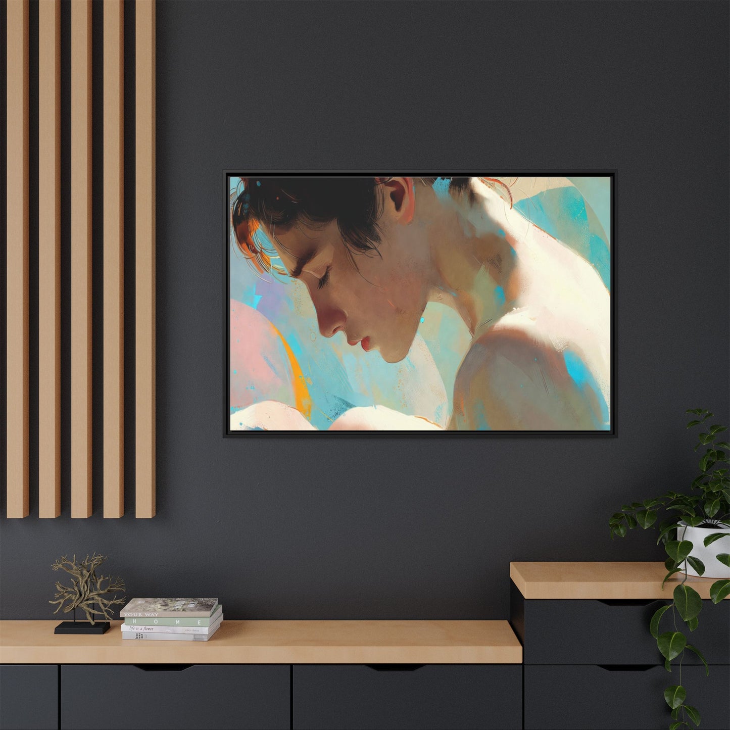 Framed Matte Canvas Print — Dreamy Portrait Art (Multi‑Color)