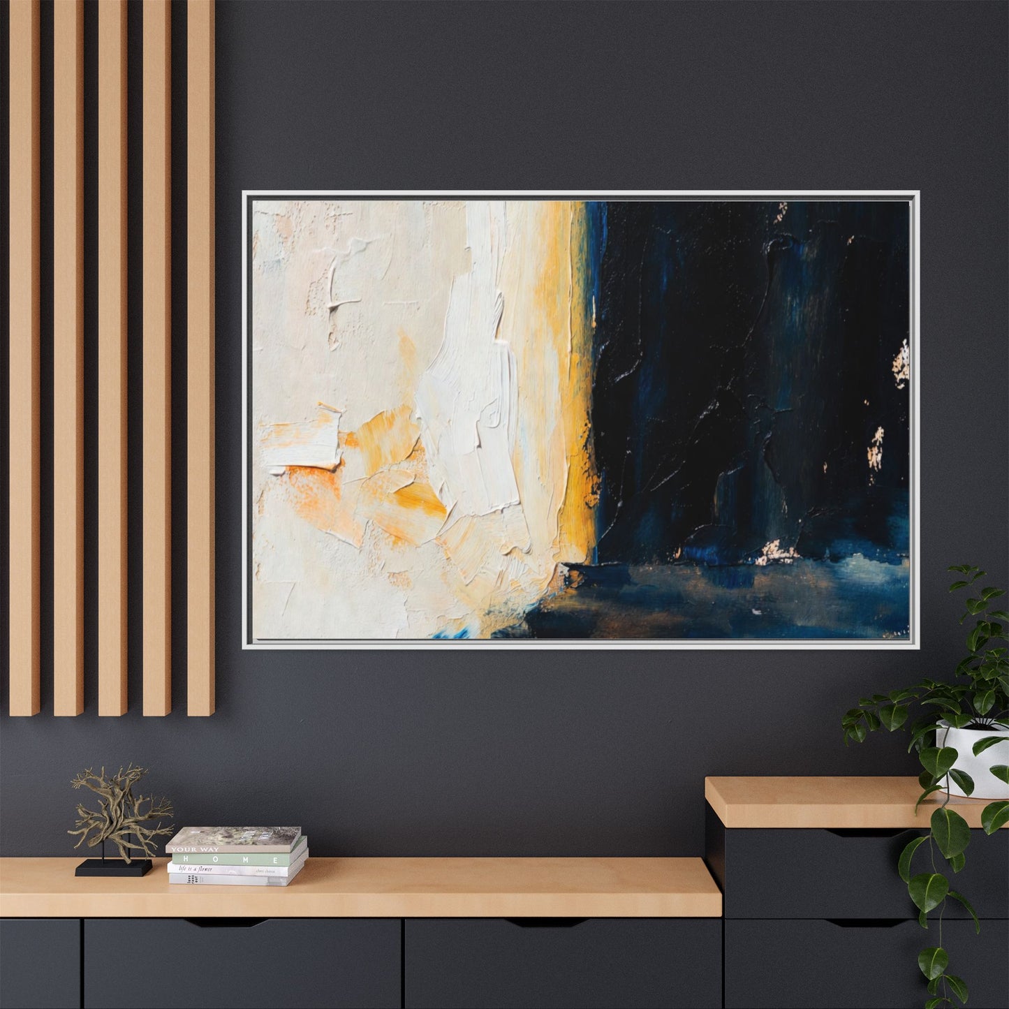 Abstract Coastal Texture Framed Canvas Art — Matte Multi-Color Wall Print