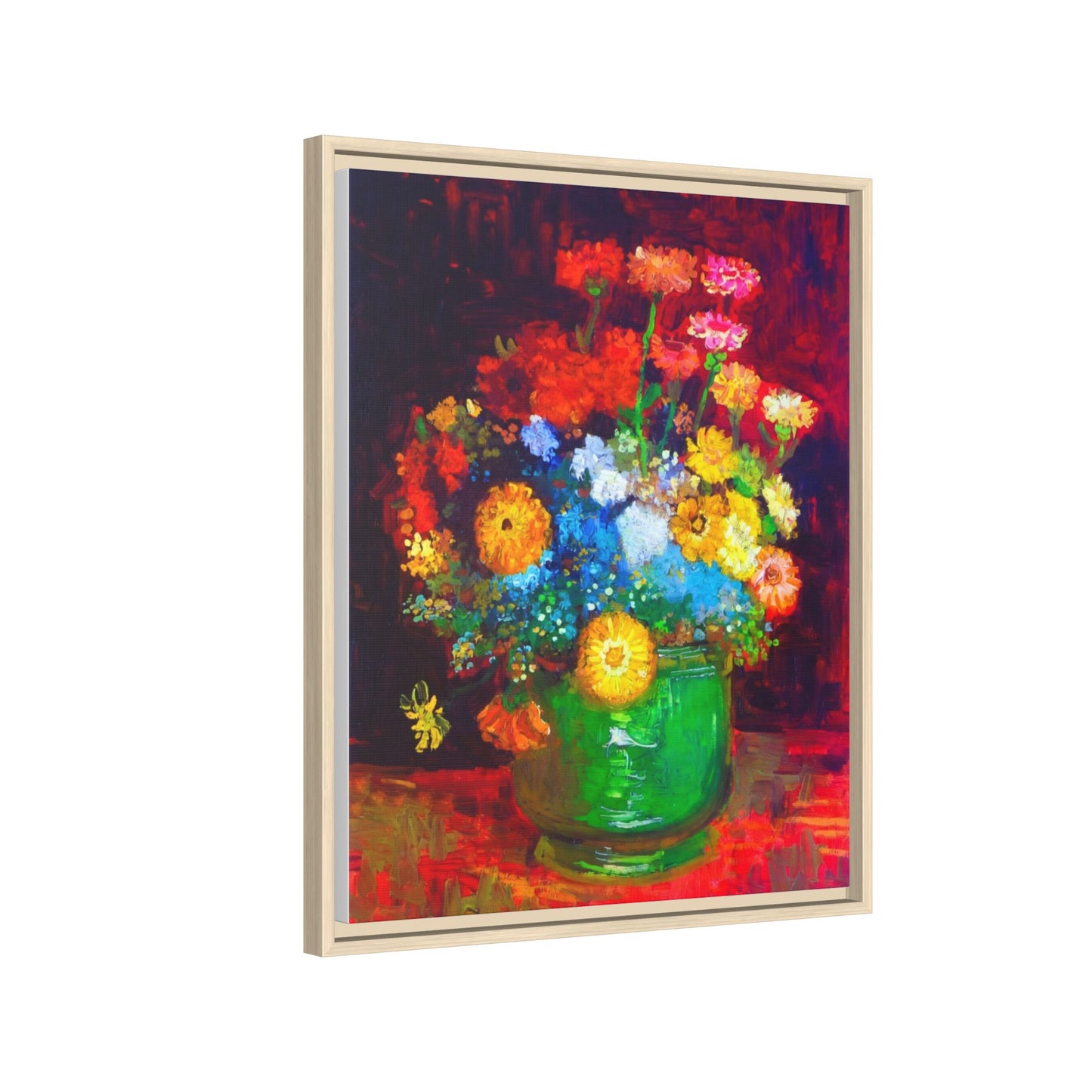 Framed Floral Canvas Print — Colorful Bouquet Wall Art