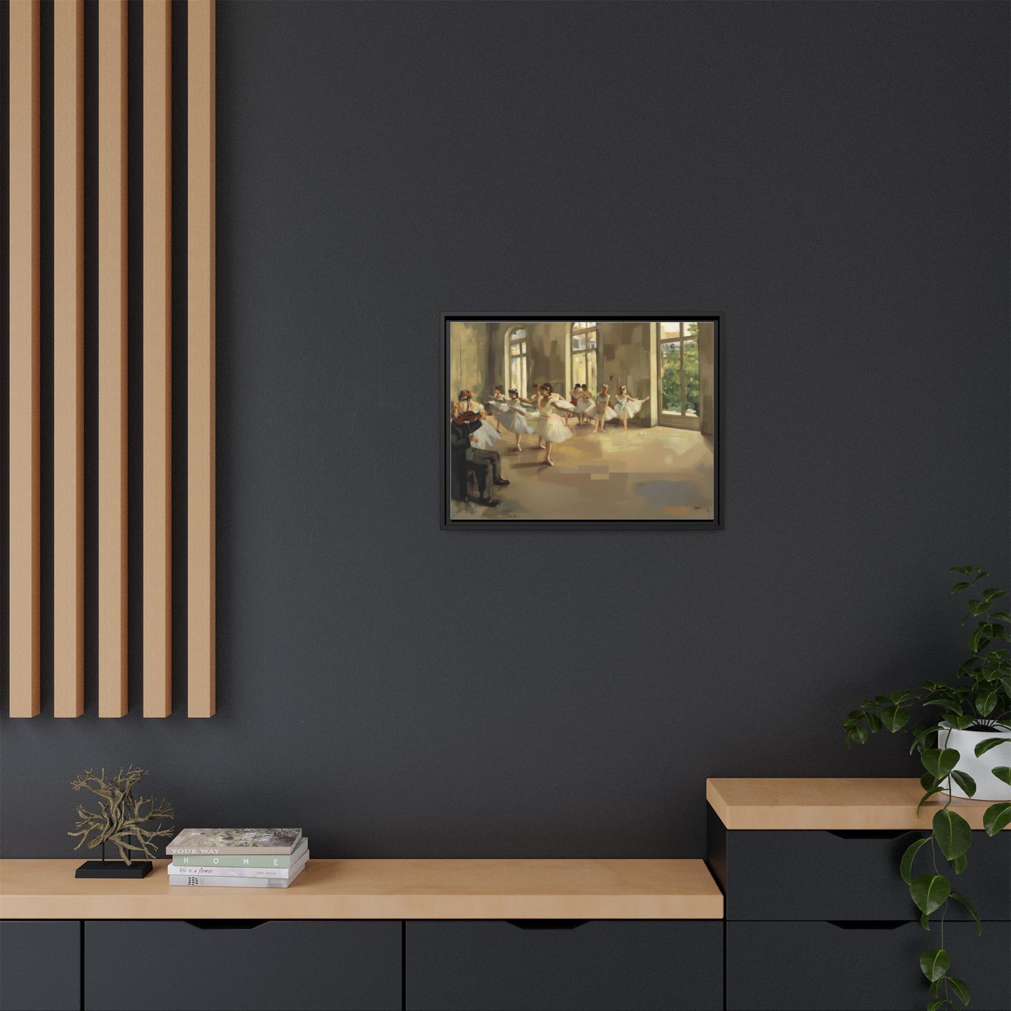 Framed Matte Canvas Print — Ballet Class Scene (Impressionist Dancers)
