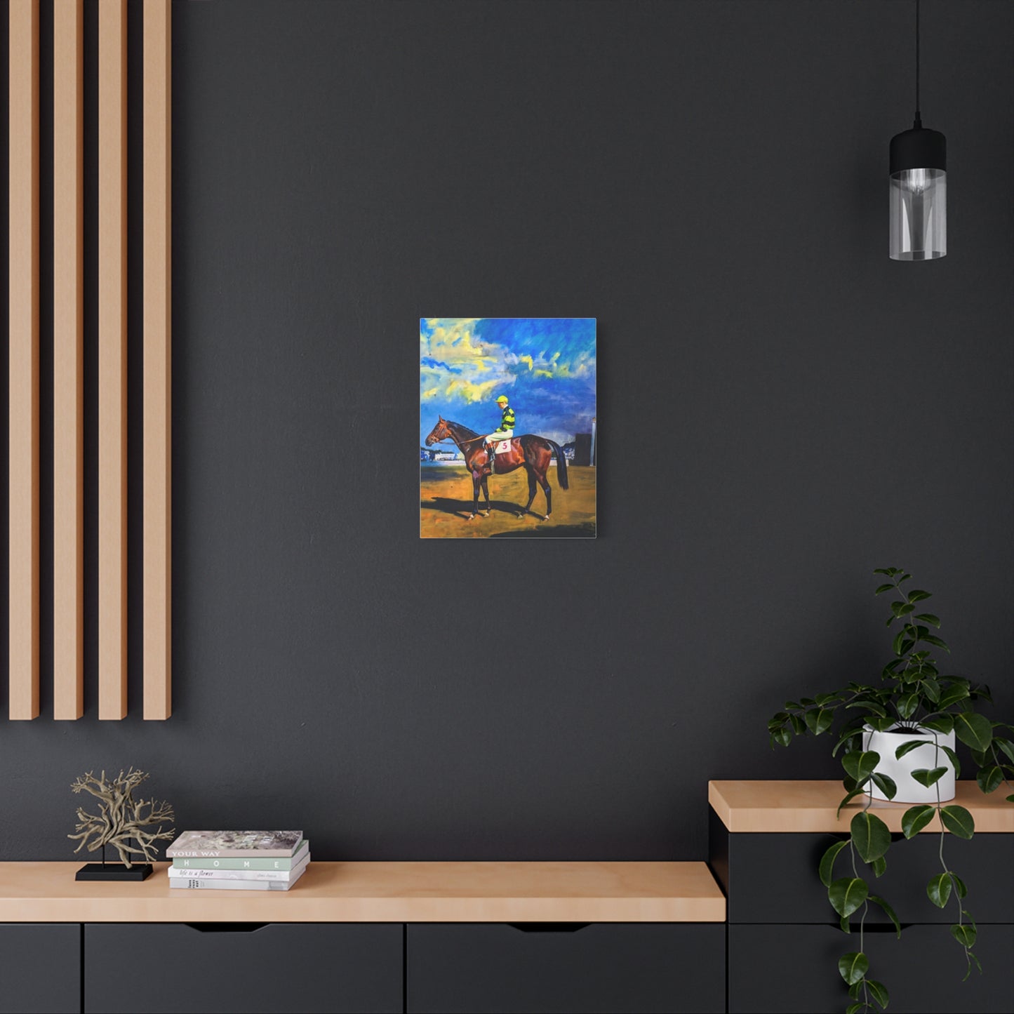 Horse Racing Jockey Canvas Print — Equestrian Art Matte Stretched Wall Decor