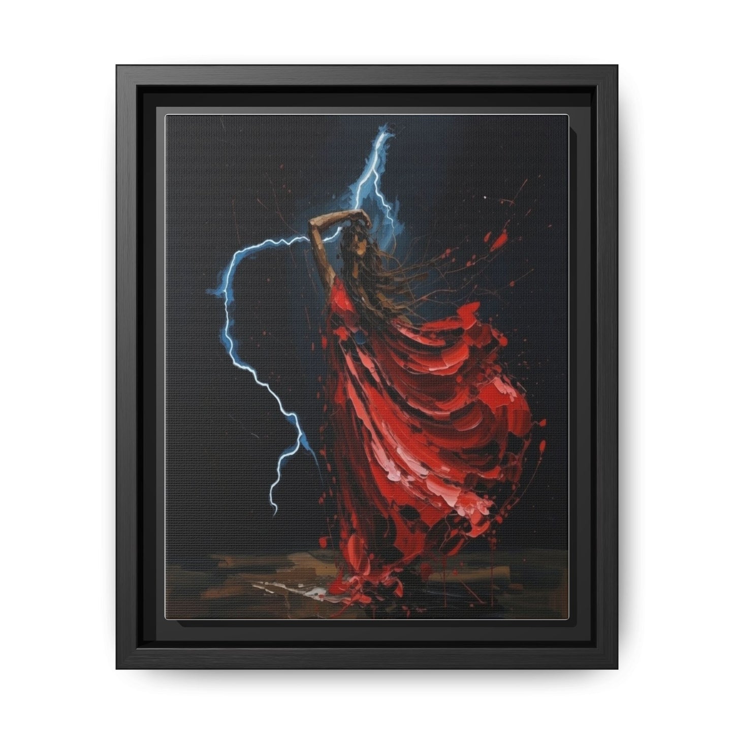 Framed Matte Canvas Print — Red Dancer Lightning Art
