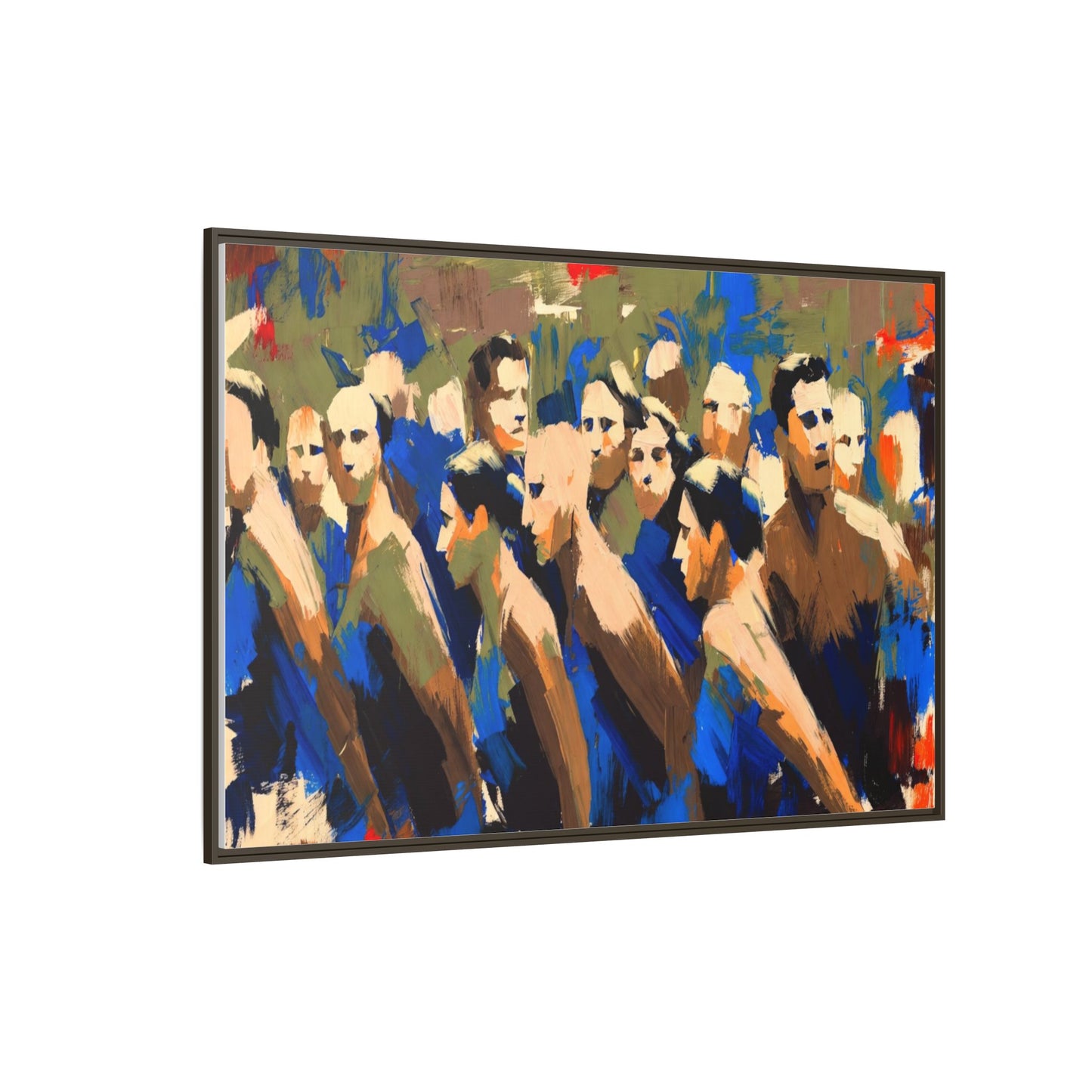 Abstract Crowd Matte Canvas Print — Framed Multi-Color Wall Art