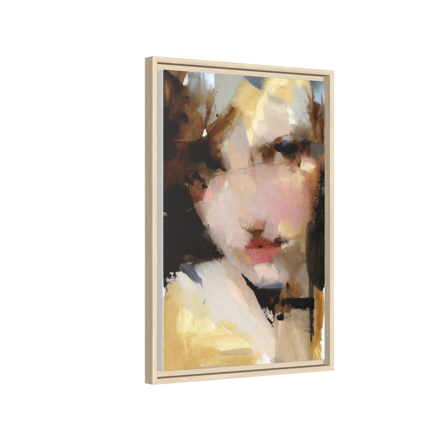 Abstract Portrait Matte Canvas Framed Print — Modern Feminine Wall Art