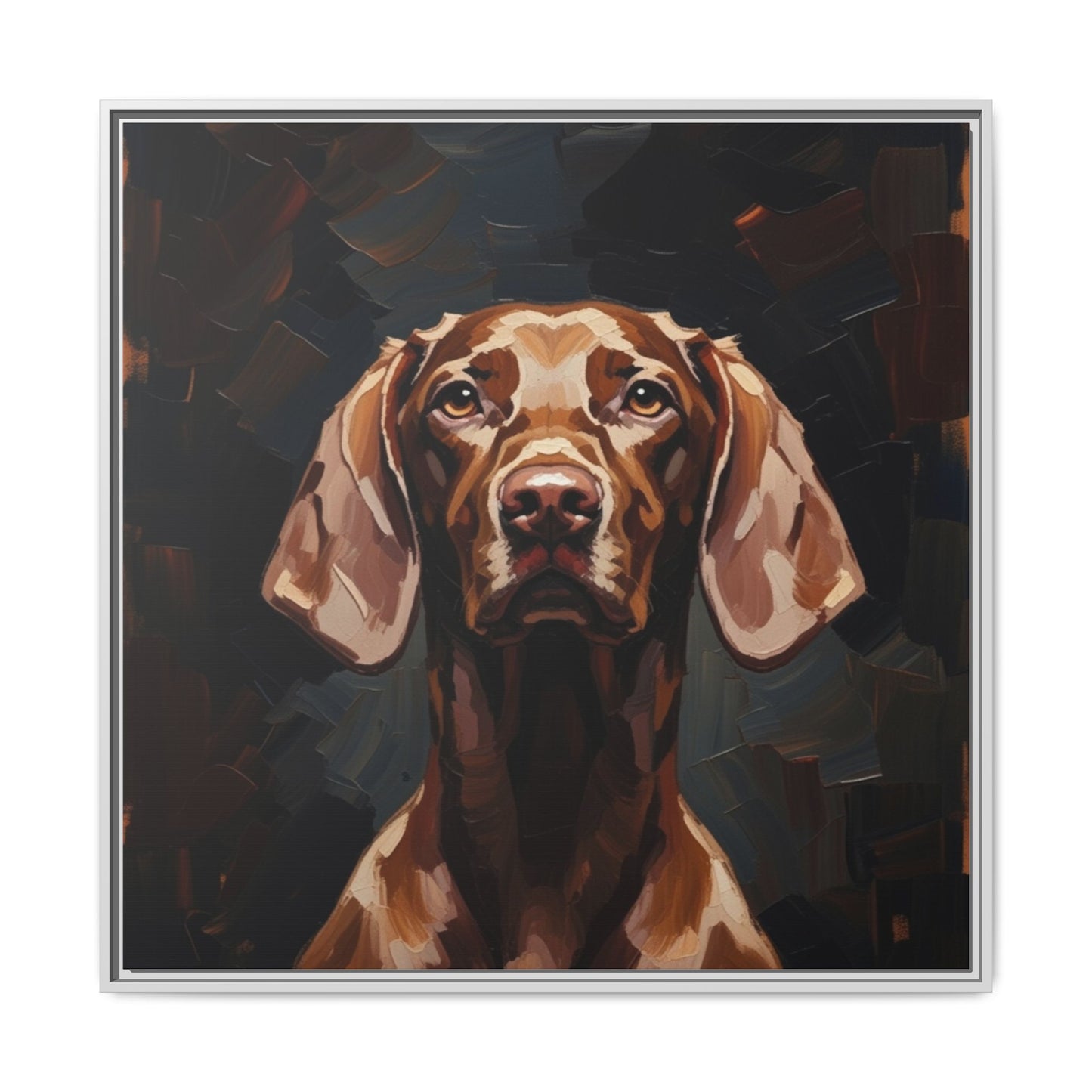 Framed Matte Canvas Dog Portrait – Brown Vizsla Wall Art
