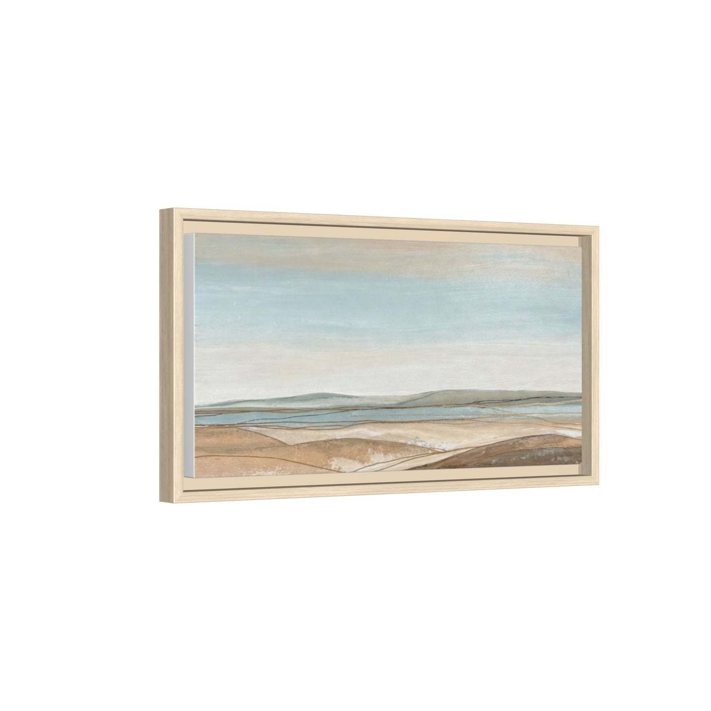Framed Abstract Landscape Matte Canvas — Serene Coastal Horizon Wall Art