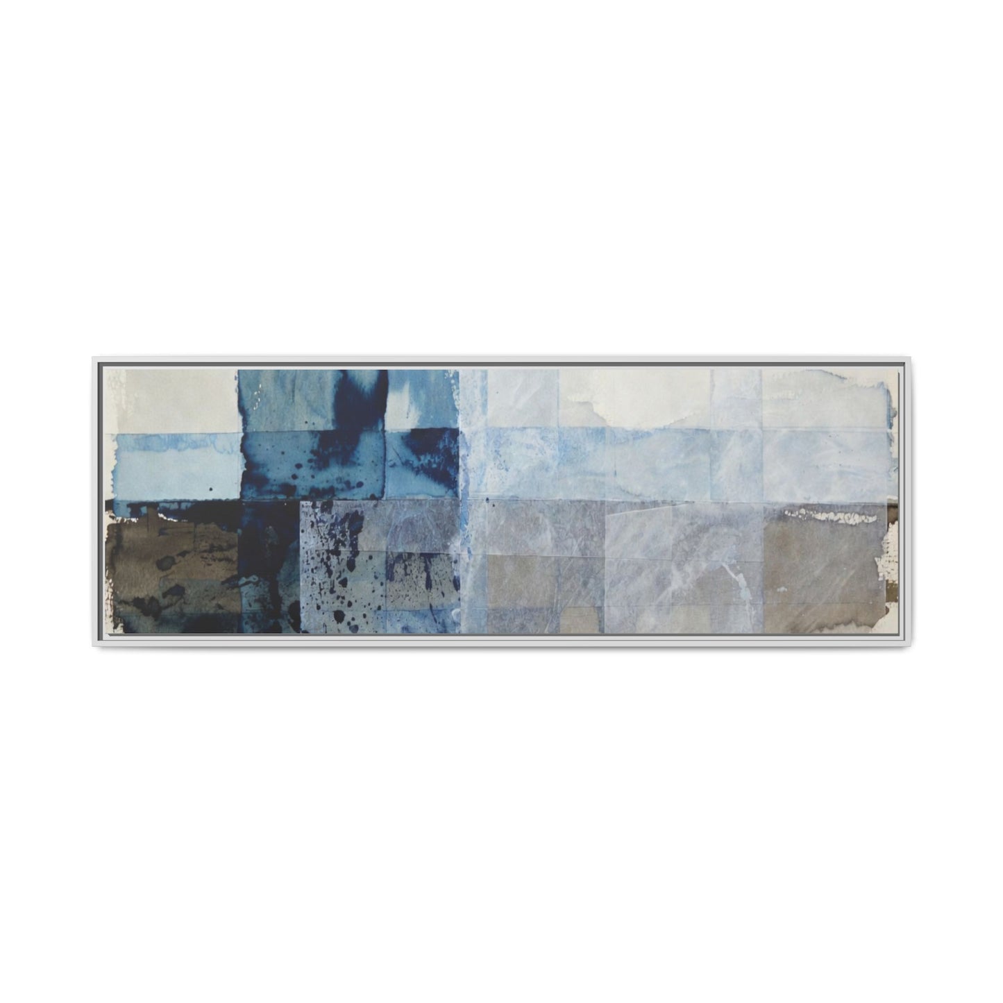 Abstract Coastal Blue Framed Canvas Art