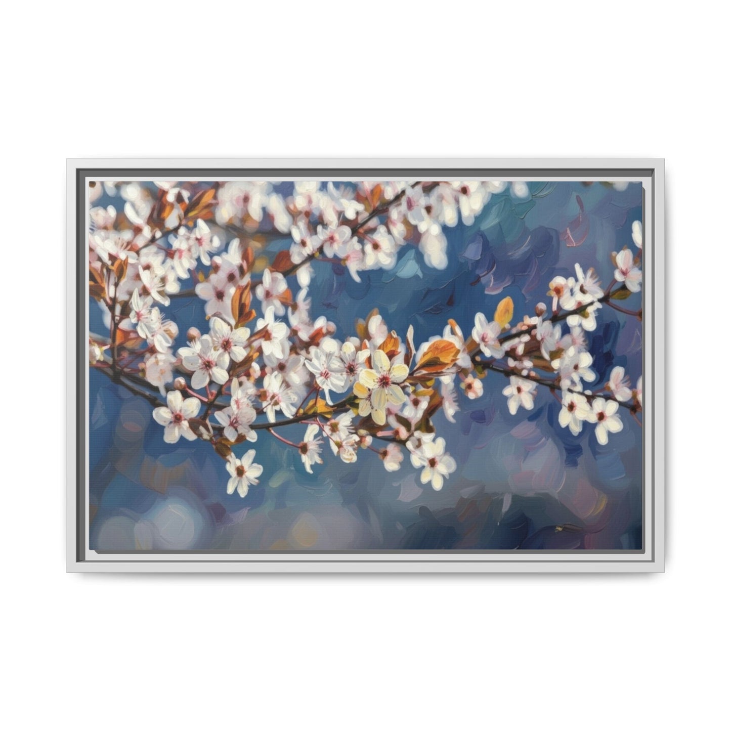 Framed Matte Canvas Print — Cherry Blossom Branch Wall Art