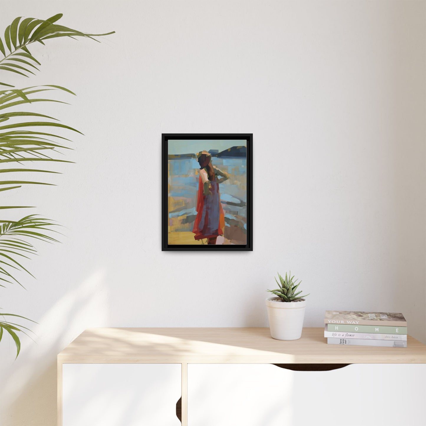 Framed Matte Canvas Print — Coastal Woman Abstract Art