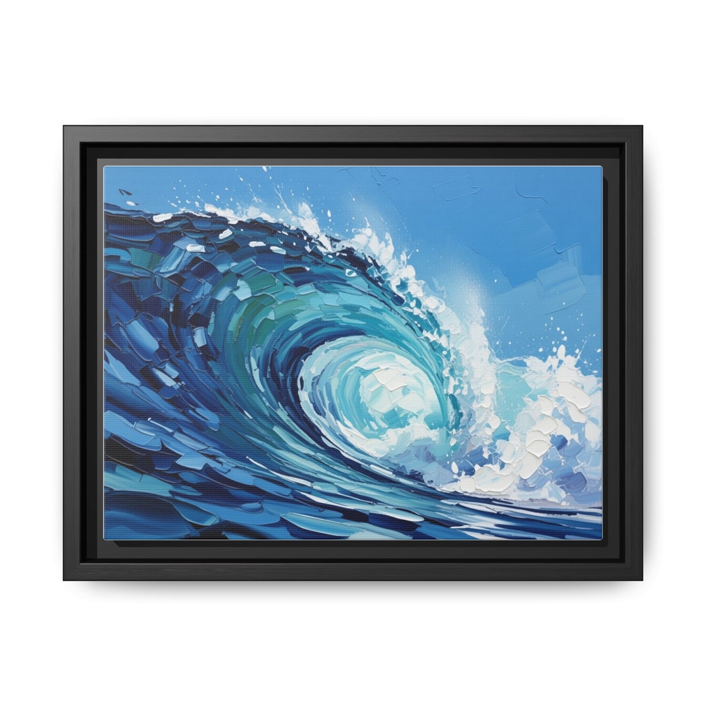Framed Matte Canvas Wave Art — Blue Ocean Surf Wall Decor