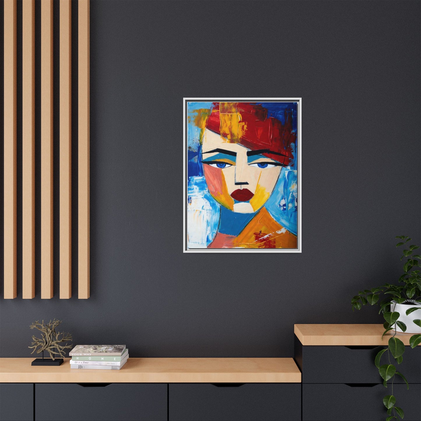Abstract Colorful Portrait Framed Canvas Art