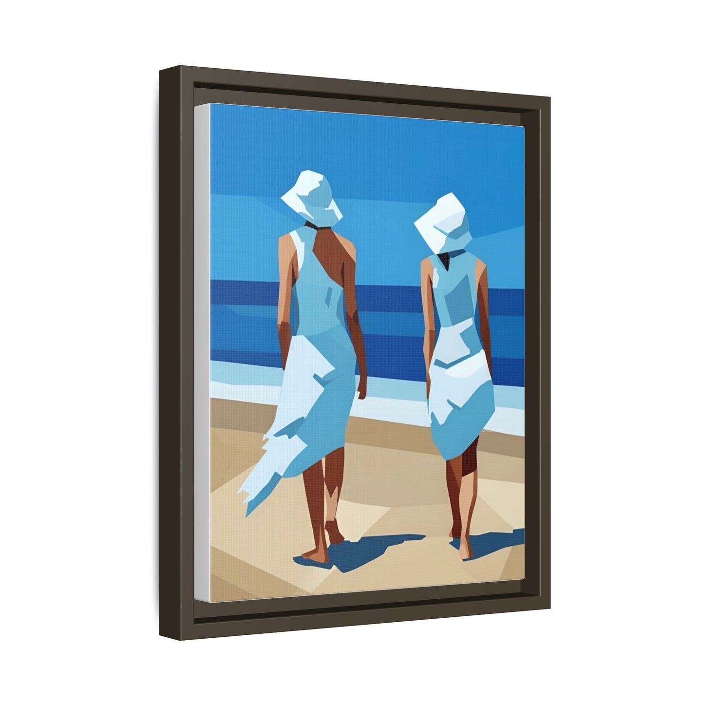 Seaside Stroll Matte Canvas Framed Print — Coastal Beach Art
