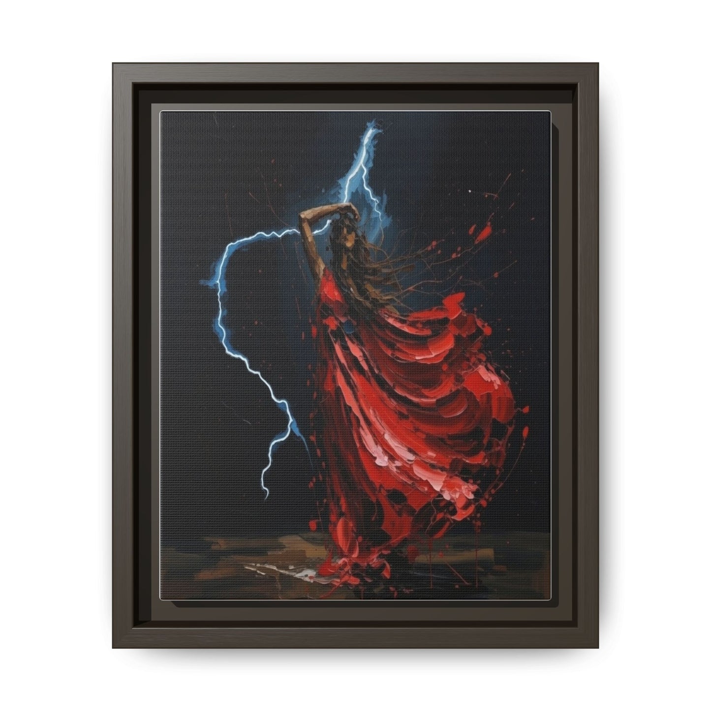 Framed Matte Canvas Print — Red Dancer Lightning Art
