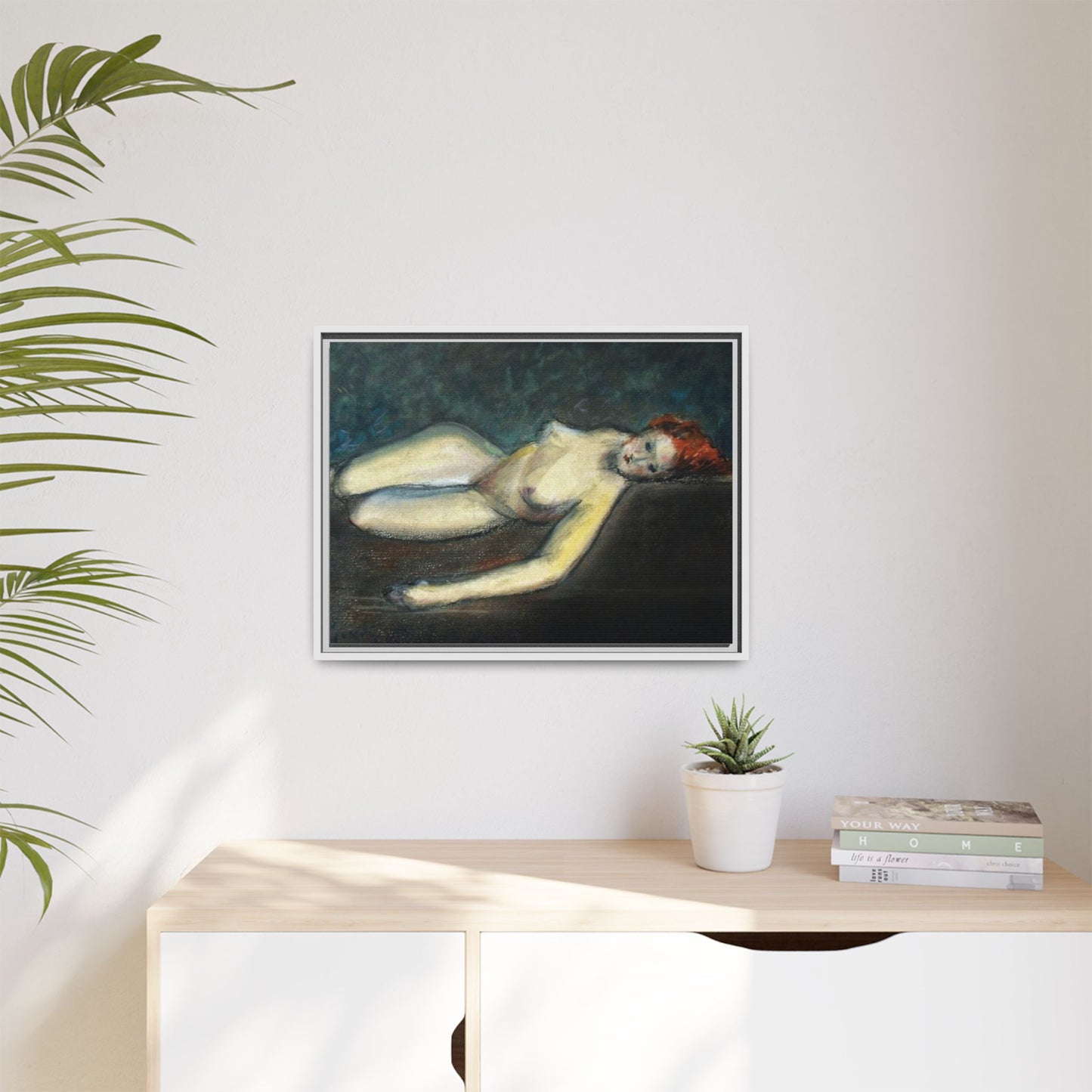 Lying nude by Paul Gosselin Framed Matte Canvas Wall Art Print