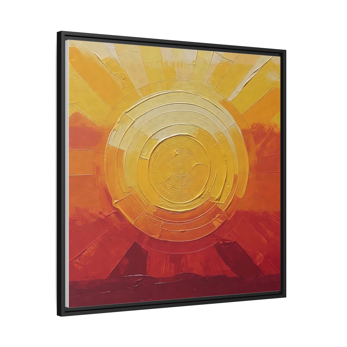 Sunburst Abstract Framed Canvas Art — Matte Multi‑Color Wall Print