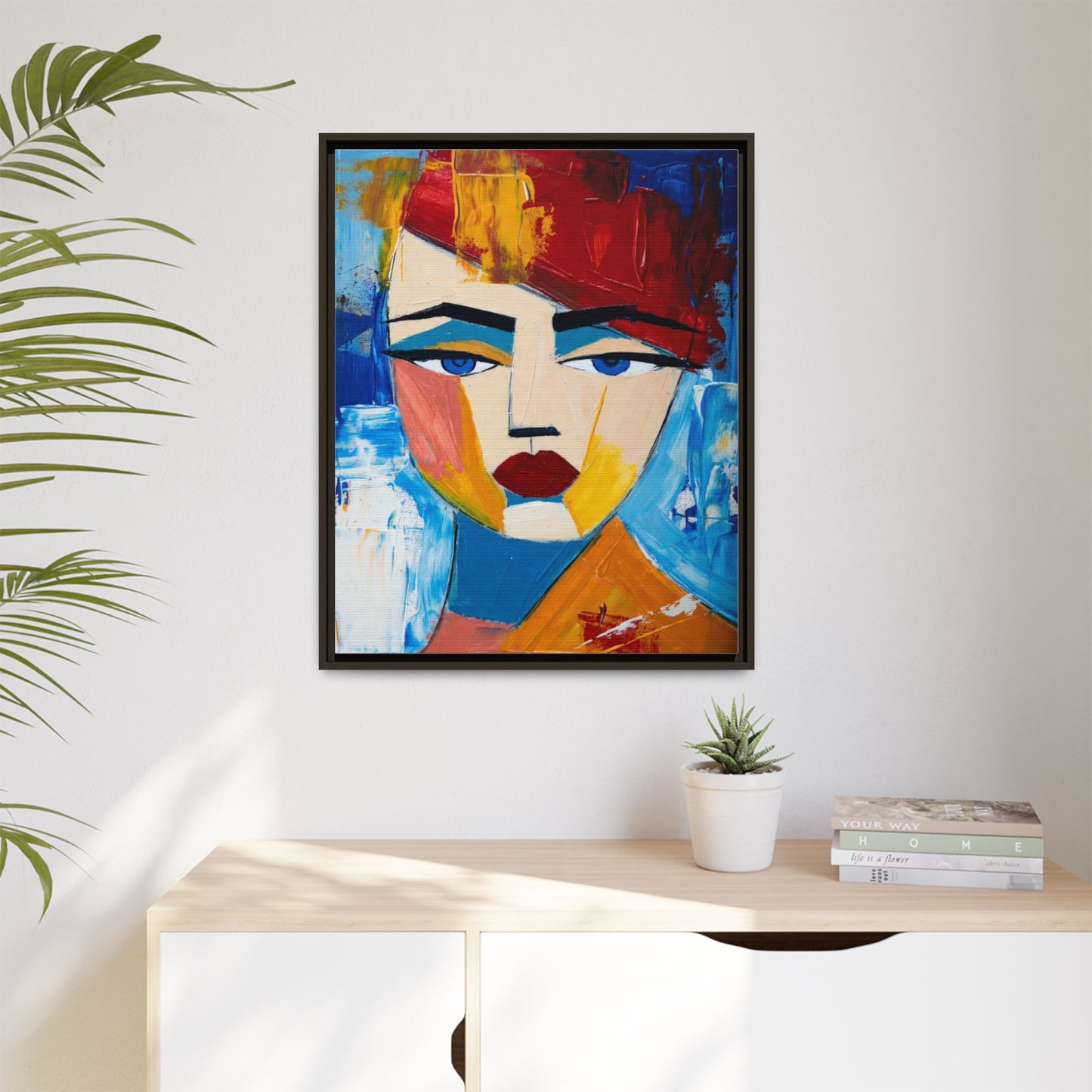 Abstract Colorful Portrait Framed Canvas Art