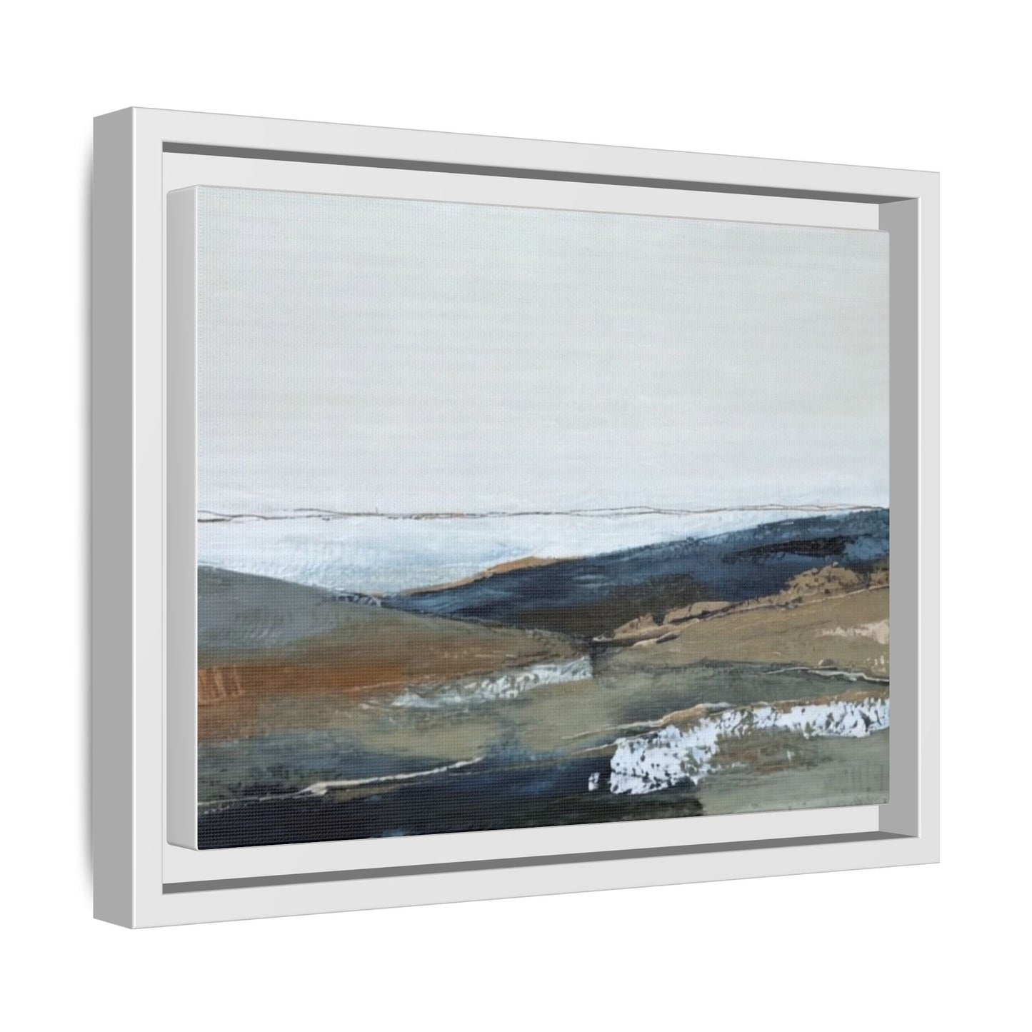 Framed Matte Canvas Wall Art — Serene Coastal Abstract Landscape