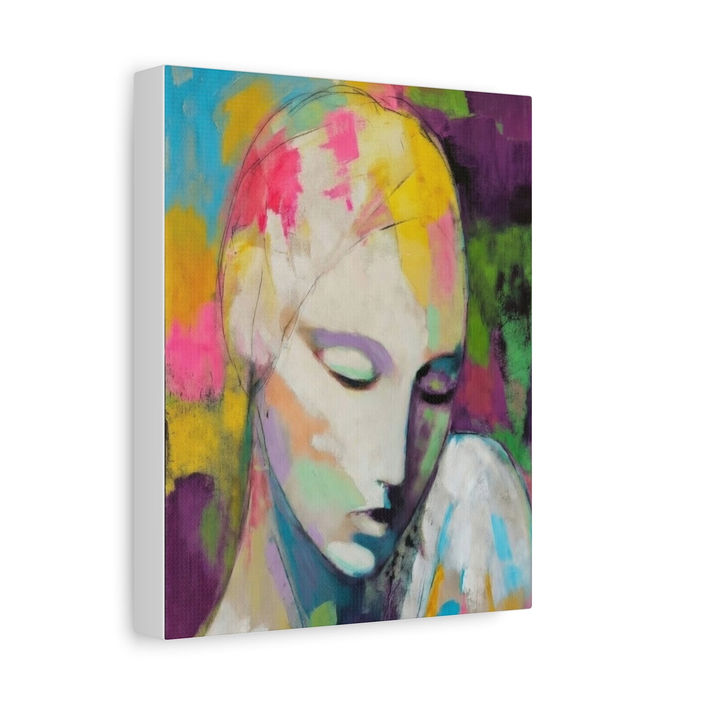 Abstract Angel Portrait Canvas - Colorful Modern Wall Art