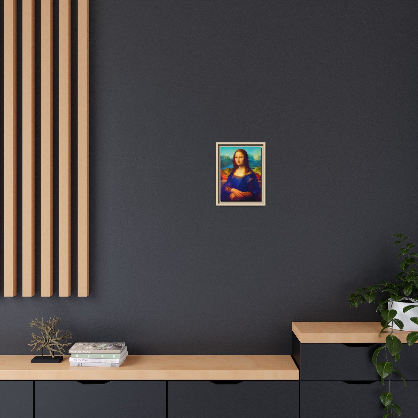 Framed Matte Canvas Print — Colorful Mona Lisa Wall Art