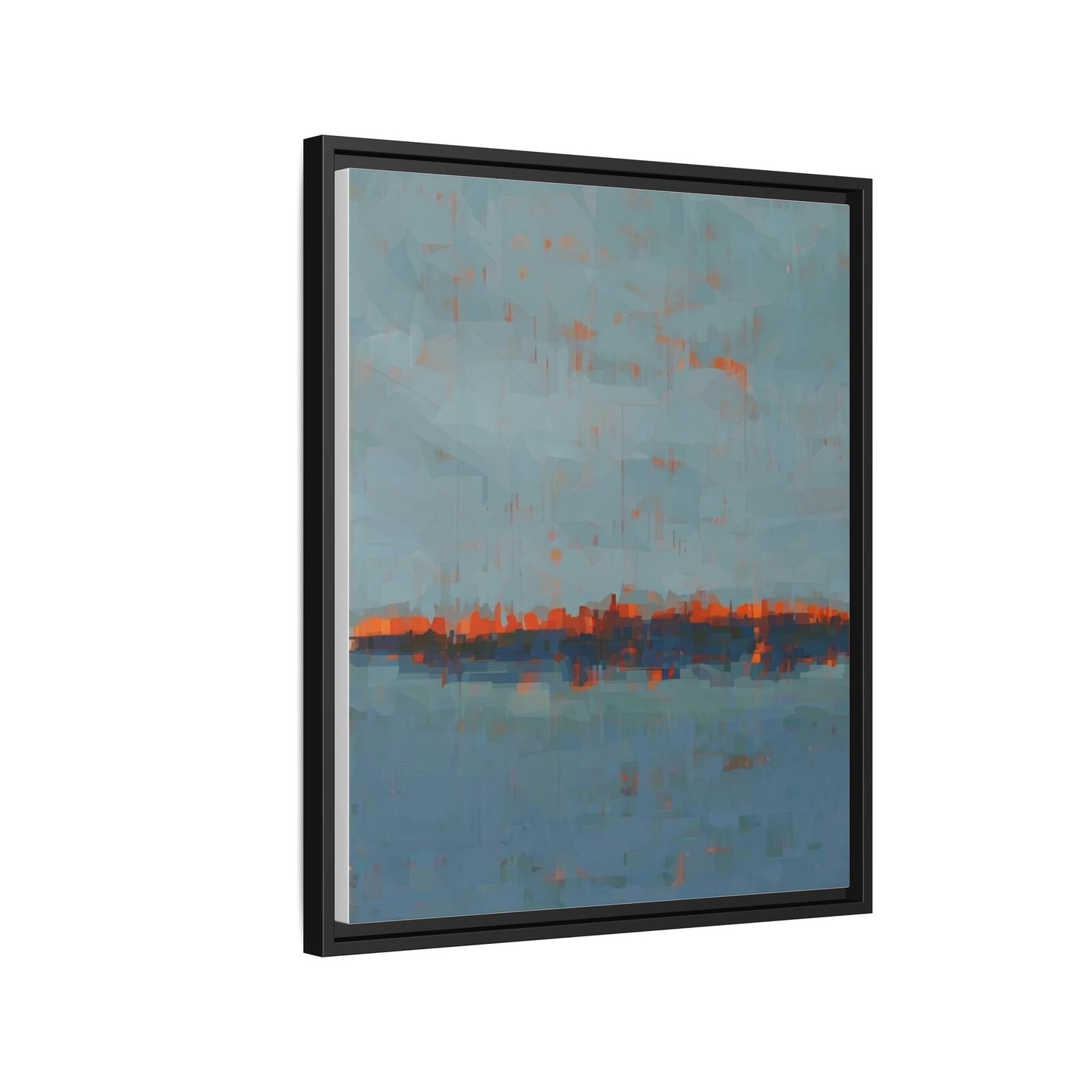 Framed Canvas Art — Teal & Orange Abstract Seascape