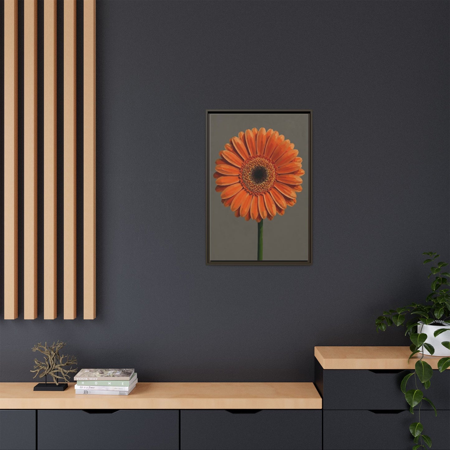 Orange Gerbera Daisy Matte Canvas Print (Framed)