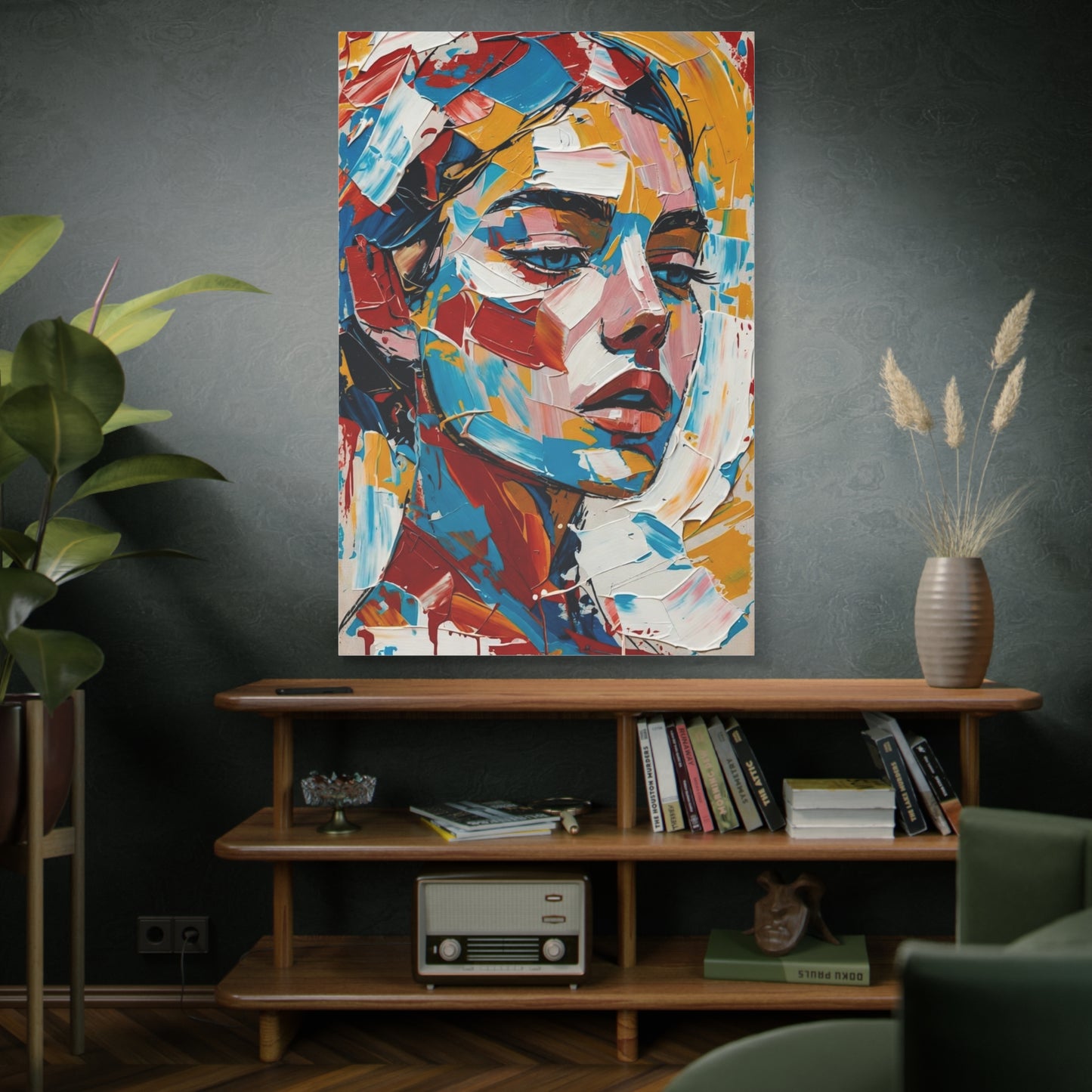 Abstract Colorful Portrait Matte Canvas Print — Modern Stretched Wall Art