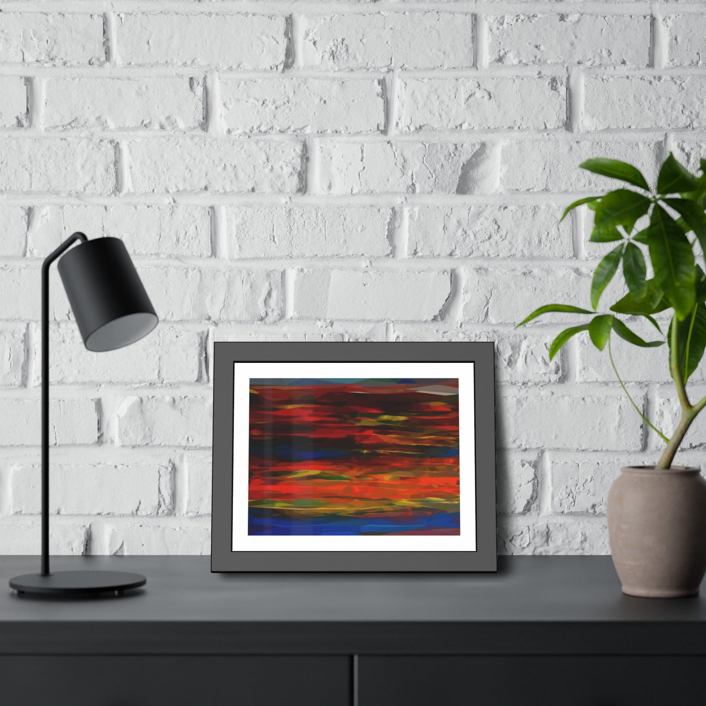 Abstract Sunset Framed Poster — Colorful Modern Wall Art